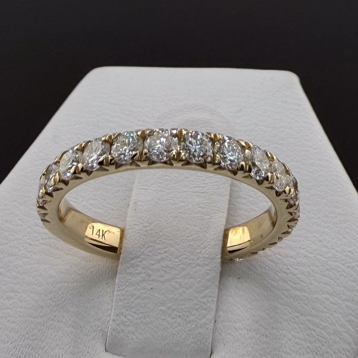14K Yellow Gold 2.5mm .96cttw Round Diamond French Pave Wedding Band