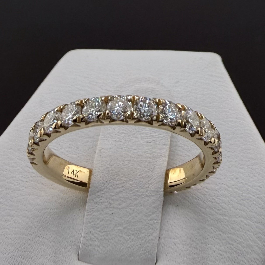 14K Yellow Gold 2.5mm .96cttw Round Diamond French Pave Wedding Band