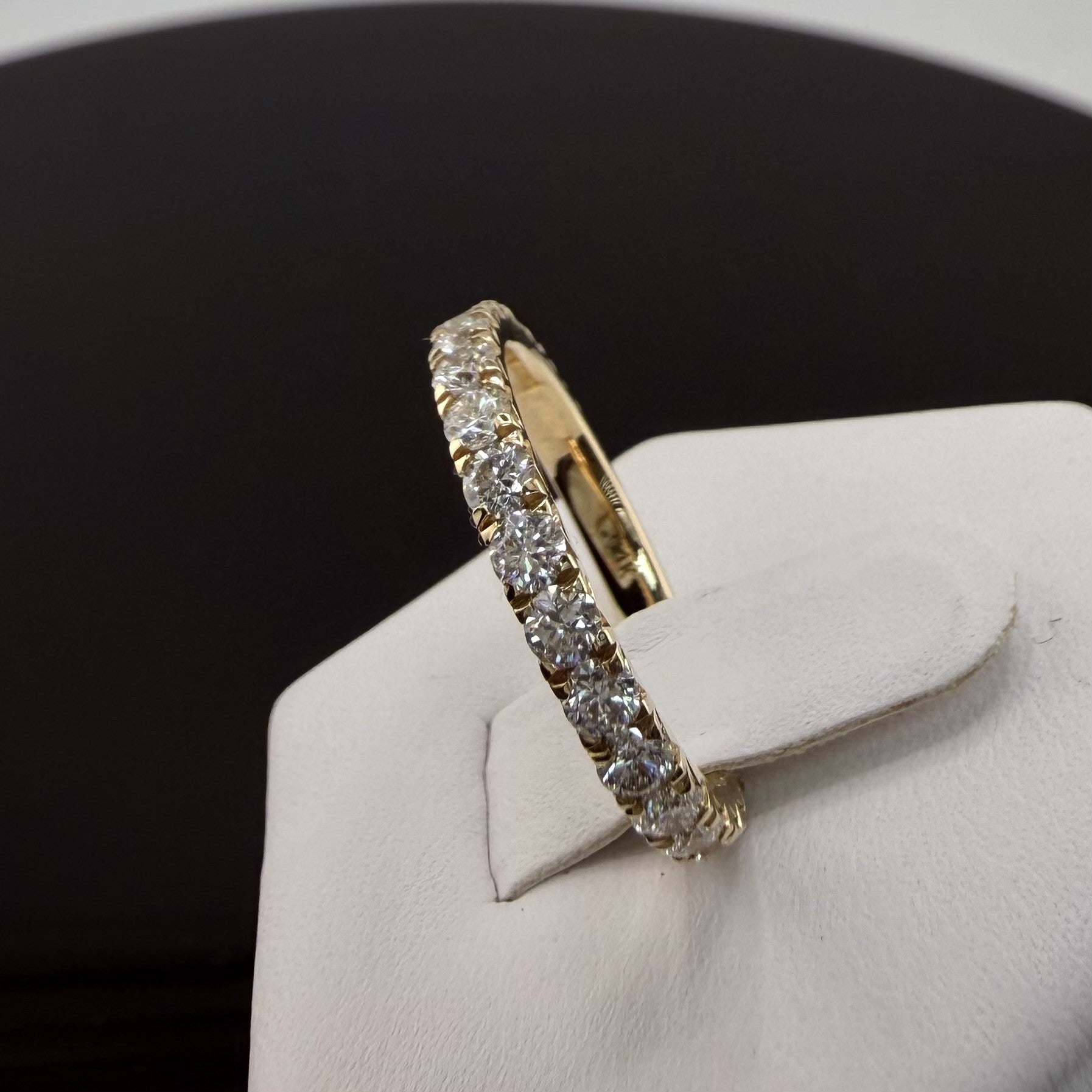 14K Yellow Gold 2.5mm .96cttw Round Diamond French Pave Wedding Band