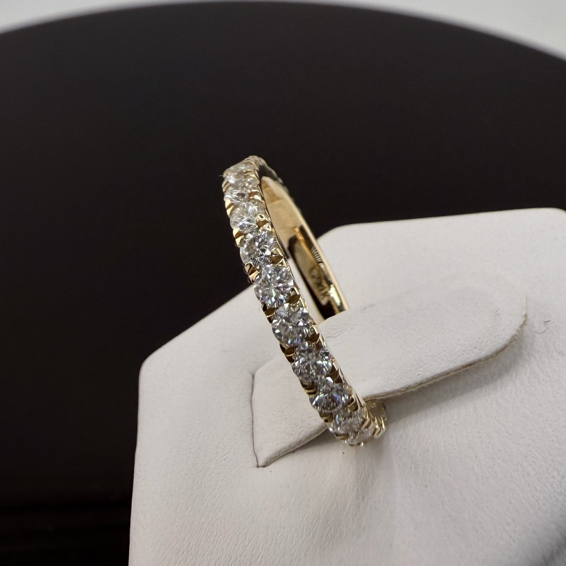 14K Yellow Gold 2.5mm .96cttw Round Diamond French Pave Wedding Band