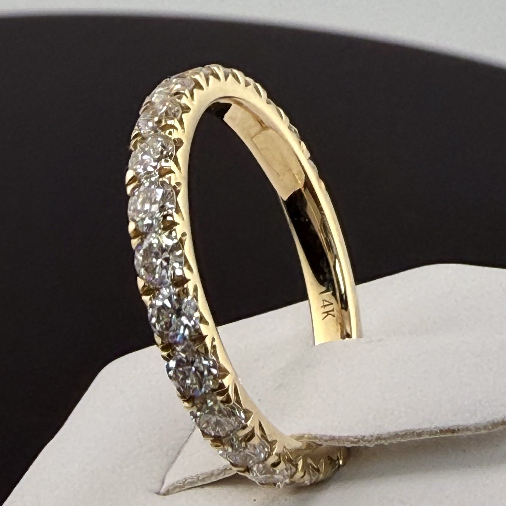 14K Yellow Gold 2.5mm .96cttw Round Diamond French Pave Wedding Band
