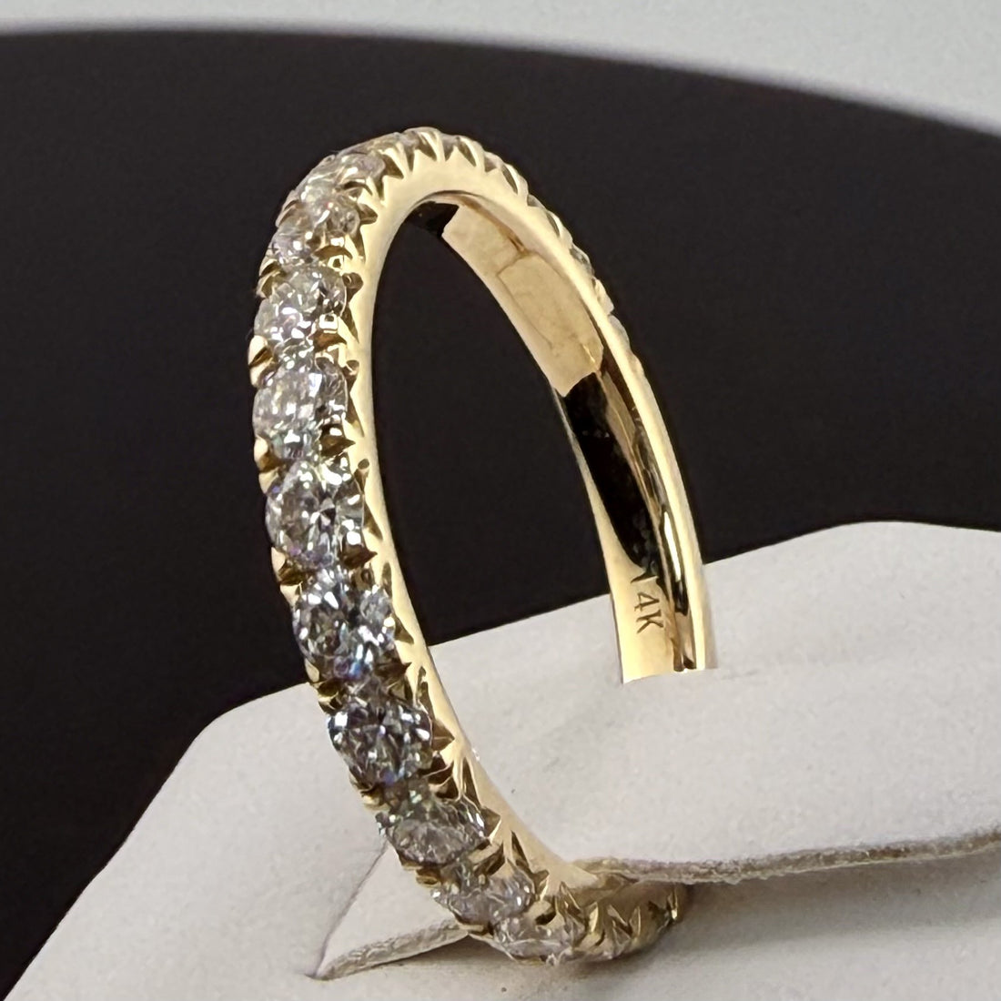 14K Yellow Gold 2.5mm .96cttw Round Diamond French Pave Wedding Band