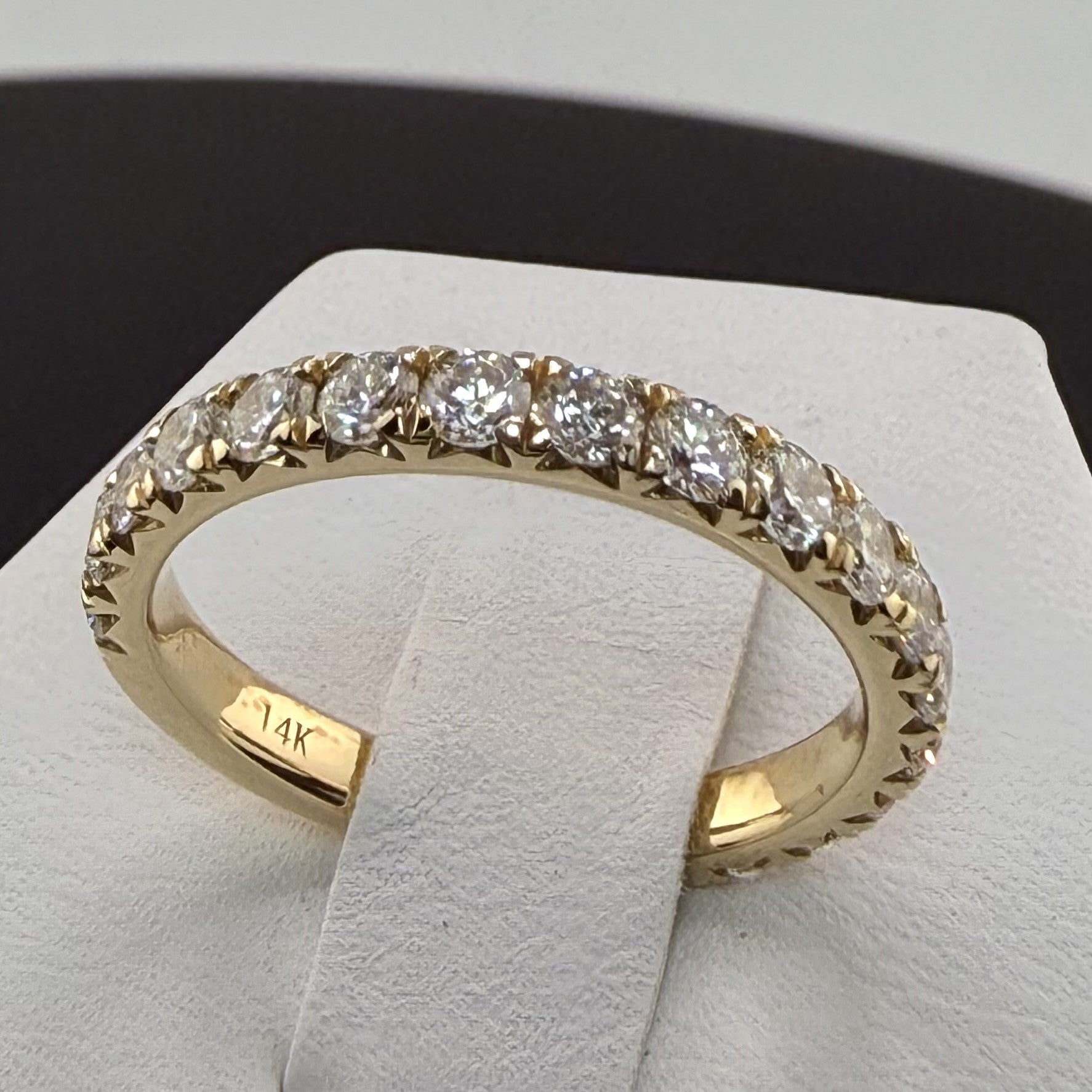 14K Yellow Gold 2.5mm .96cttw Round Diamond French Pave Wedding Band