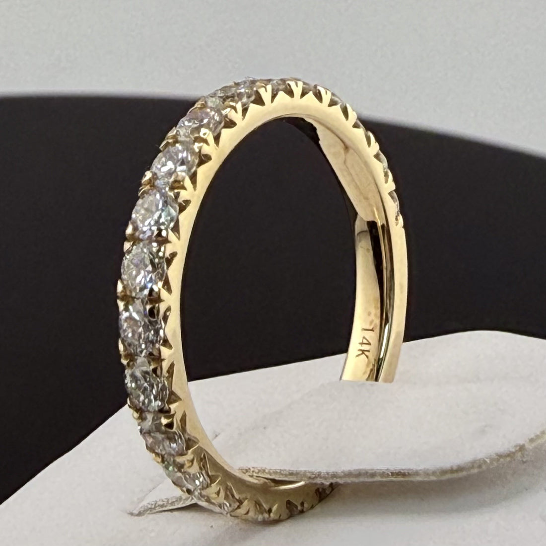 14K Yellow Gold 2.5mm .96cttw Round Diamond French Pave Wedding Band