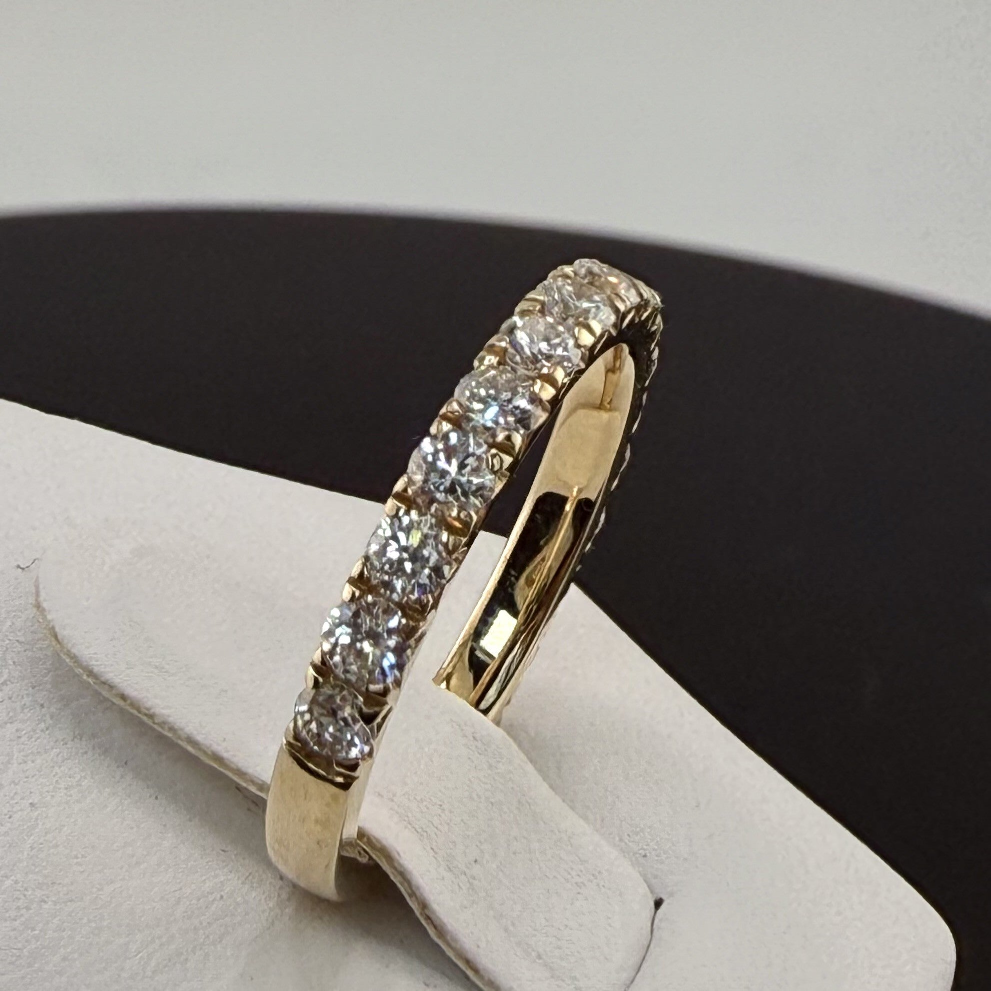 14K Yellow Gold 2.5mm .96cttw Round Diamond French Pave Wedding Band