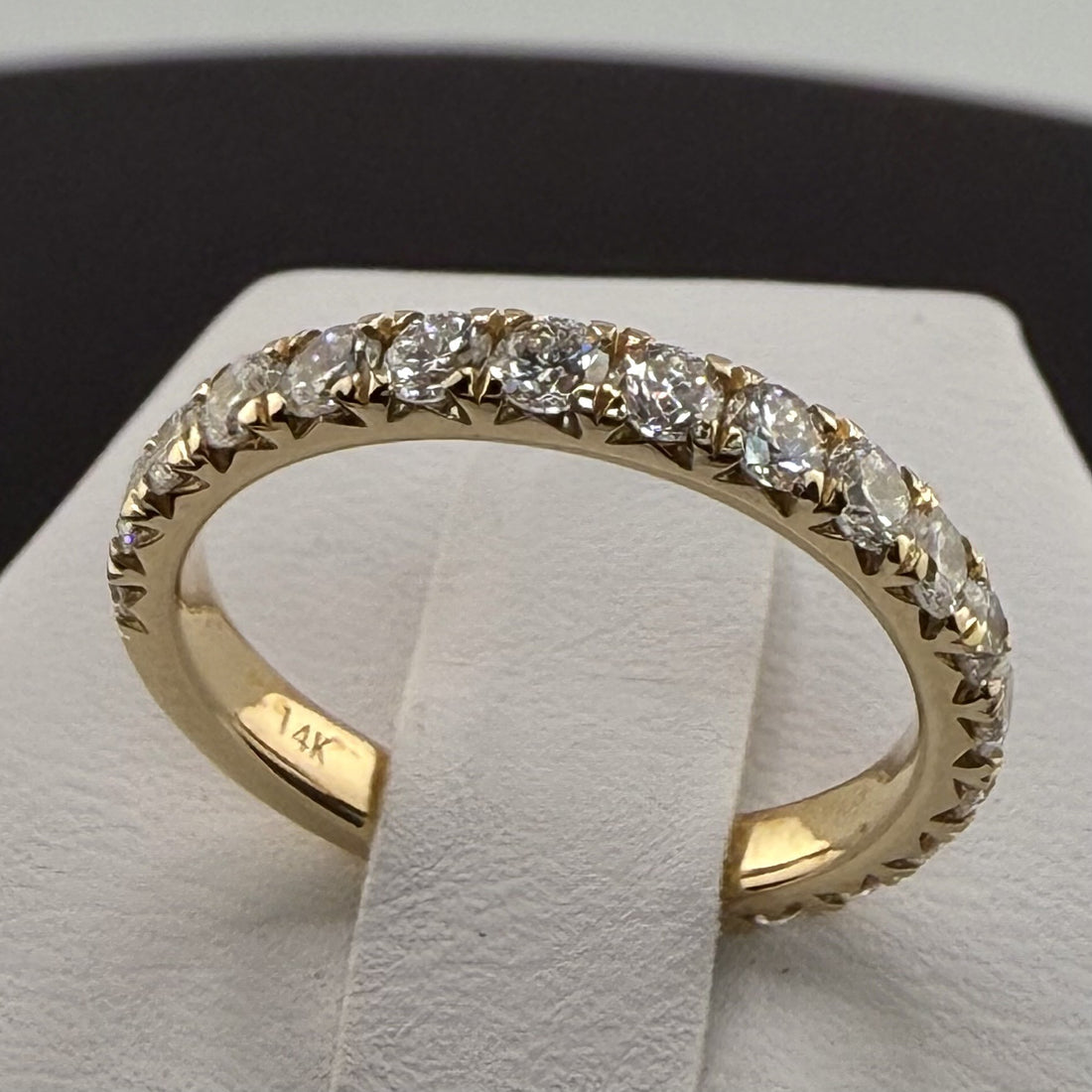 14K Yellow Gold 2.5mm .96cttw Round Diamond French Pave Wedding Band