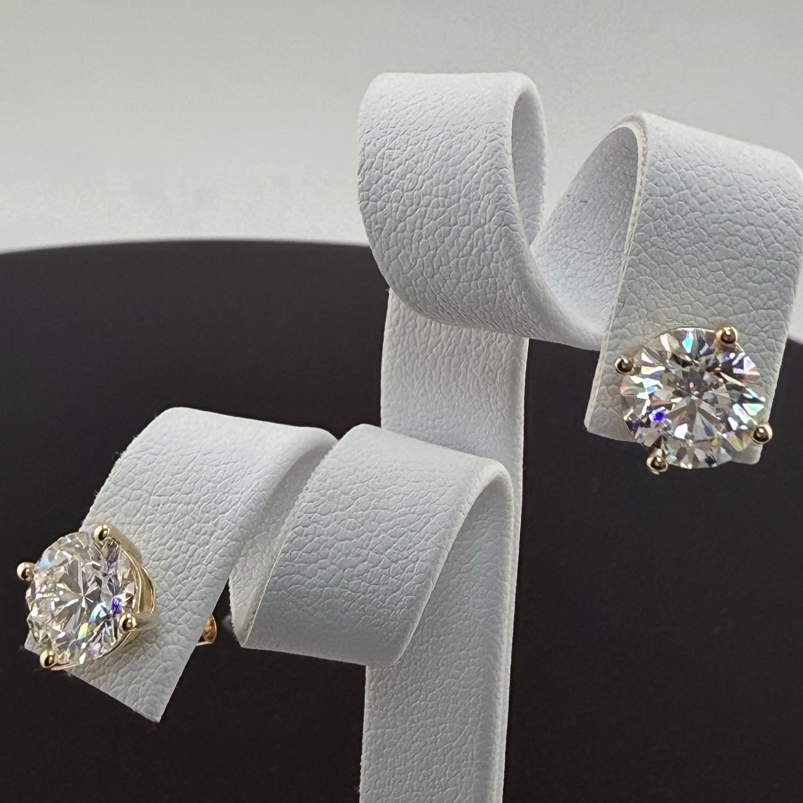 4cttw Round IGI Certified Lab Grown Diamond Stud 14K Yellow Gold Earrings