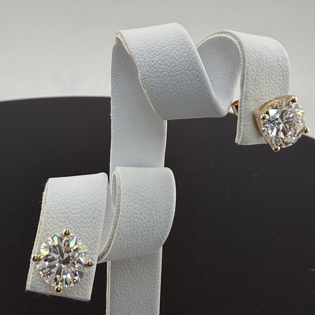 4cttw Round IGI Certified Lab Grown Diamond Stud 14K Yellow Gold Earrings