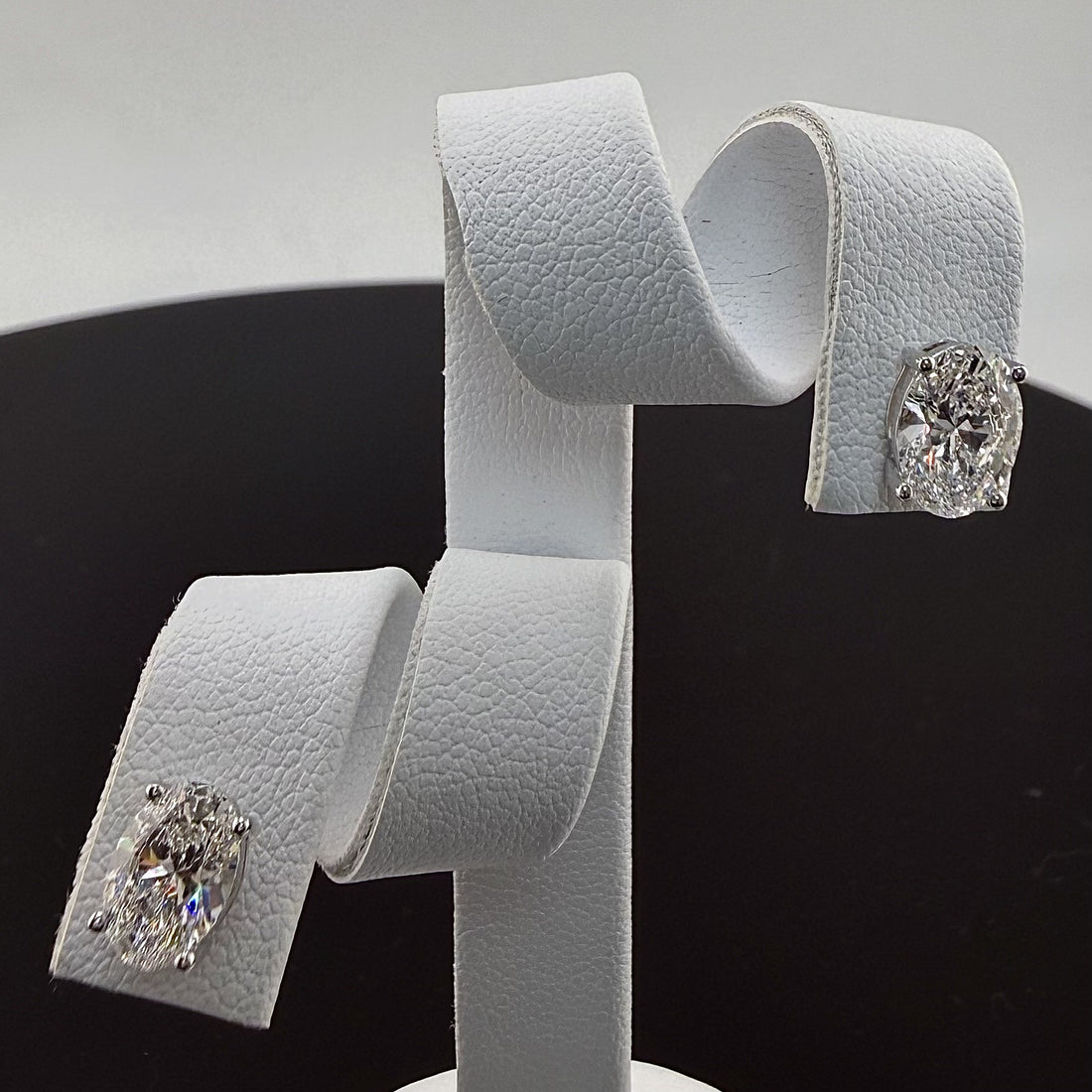 2.1cttw Oval IGI Certified Lab Grown Diamond Stud 14K White Gold Earrings