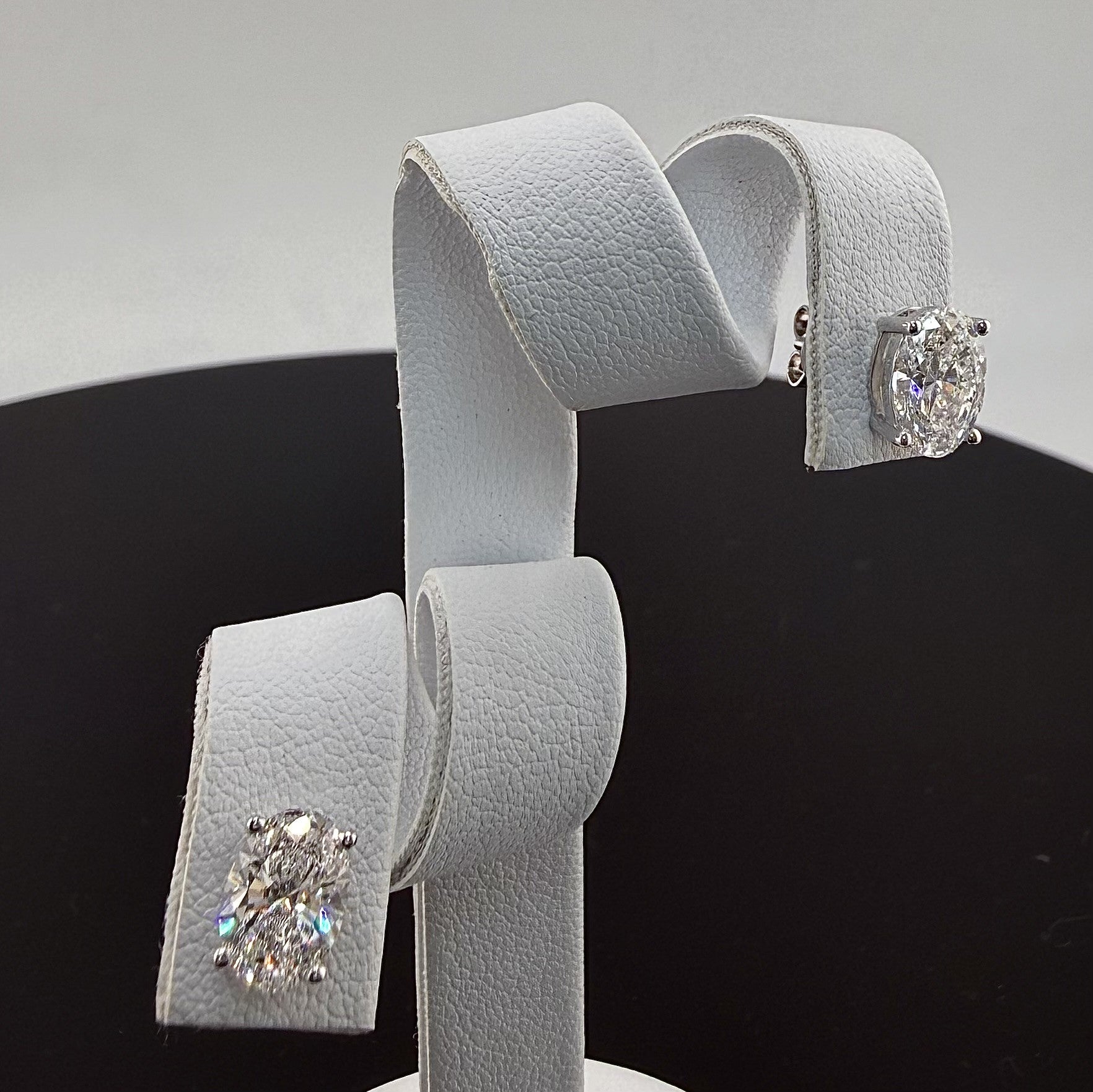 2.1cttw Oval IGI Certified Lab Grown Diamond Stud 14K White Gold Earrings