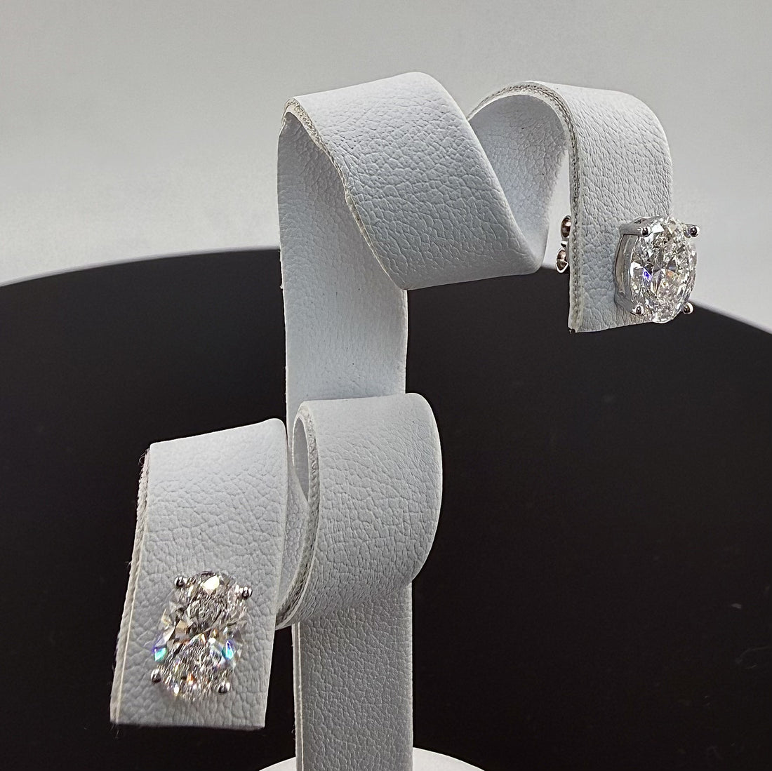 2.1cttw Oval IGI Certified Lab Grown Diamond Stud 14K White Gold Earrings