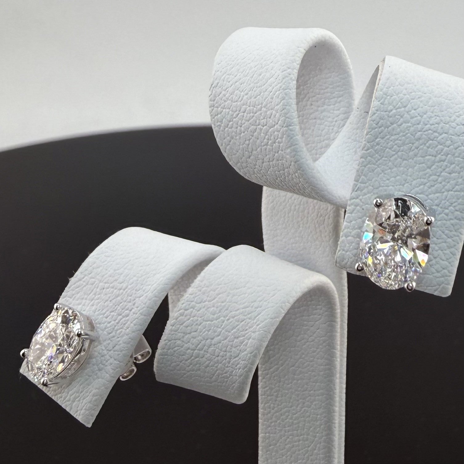 2.1cttw Oval IGI Certified Lab Grown Diamond Stud 14K White Gold Earrings