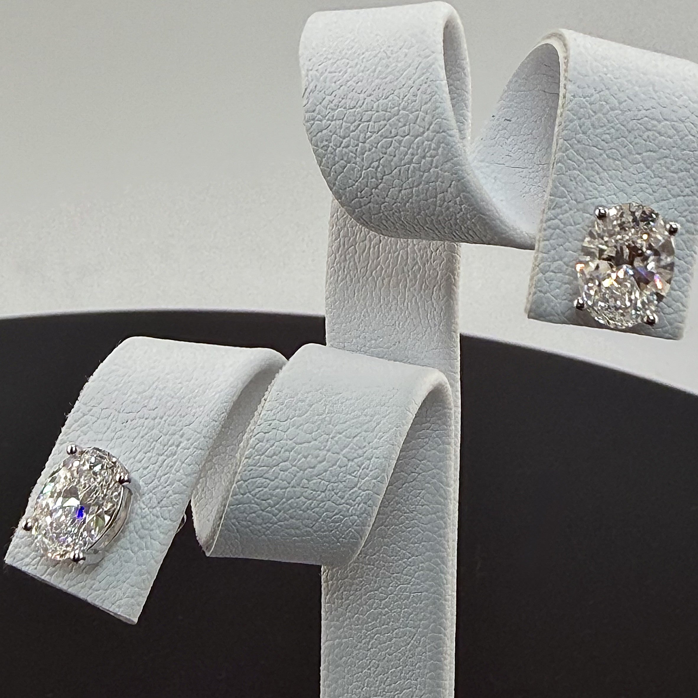 2.1cttw Oval IGI Certified Lab Grown Diamond Stud 14K White Gold Earrings