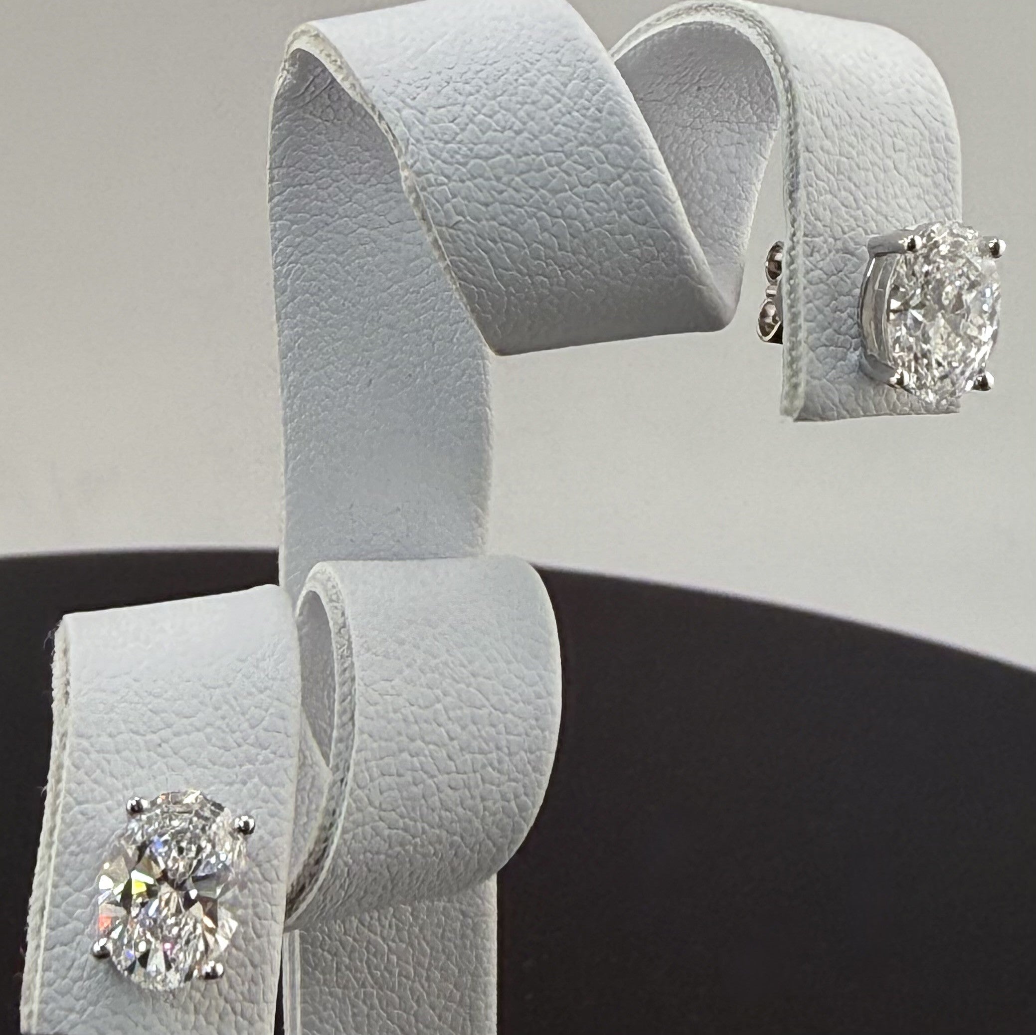 2.1cttw Oval IGI Certified Lab Grown Diamond Stud 14K White Gold Earrings