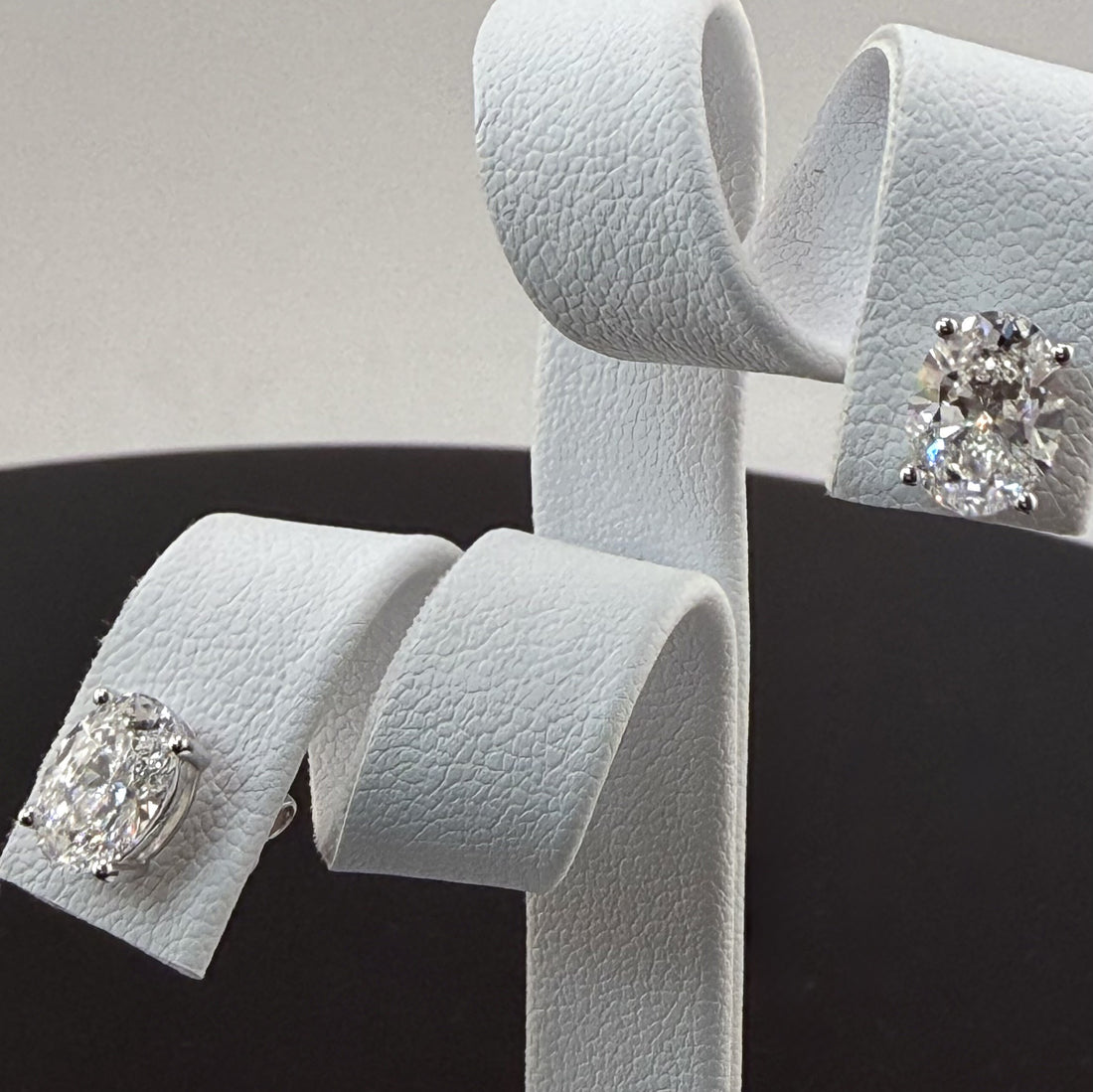 2.1cttw Oval IGI Certified Lab Grown Diamond Stud 14K White Gold Earrings