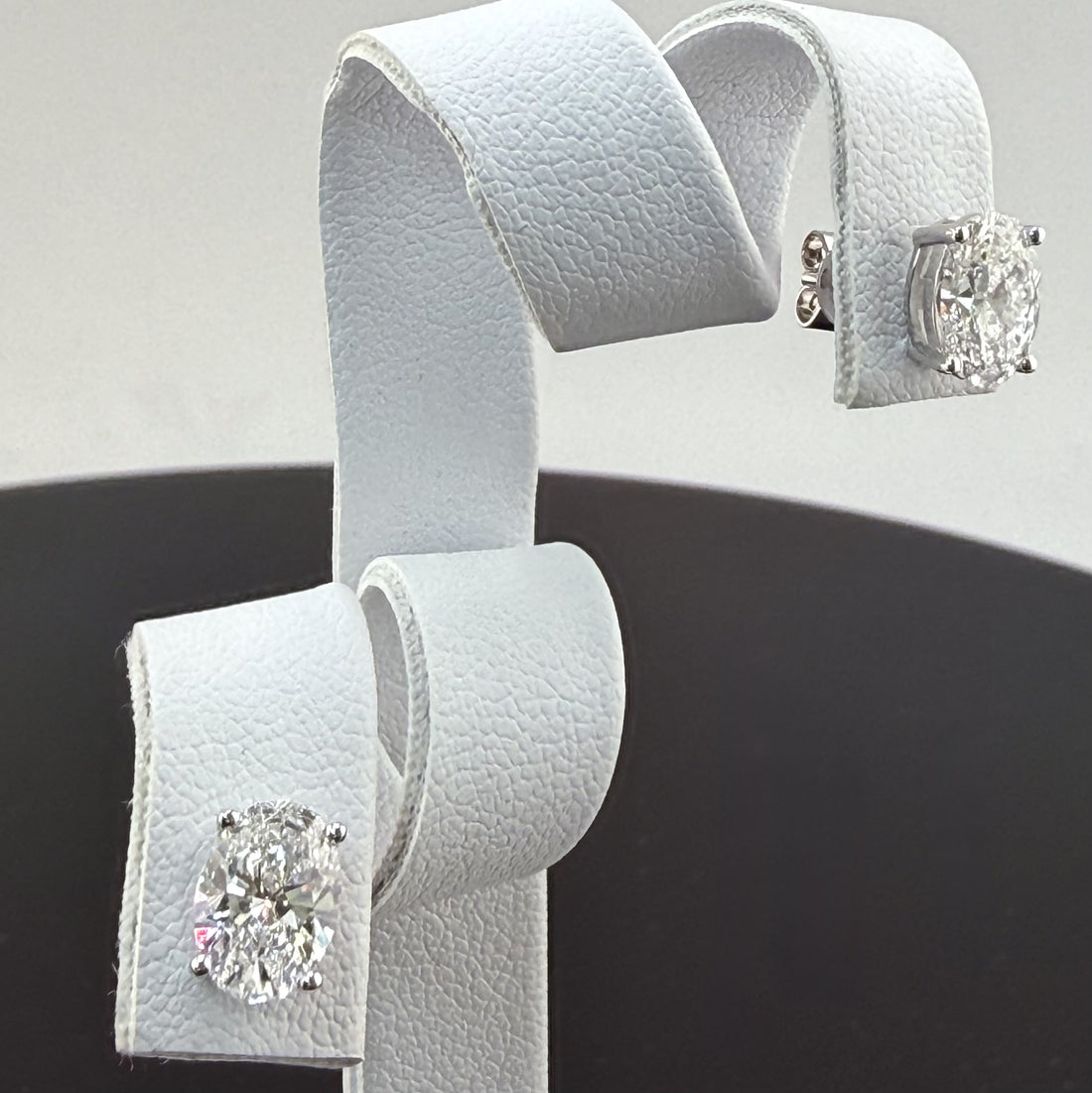 2.1cttw Oval IGI Certified Lab Grown Diamond Stud 14K White Gold Earrings