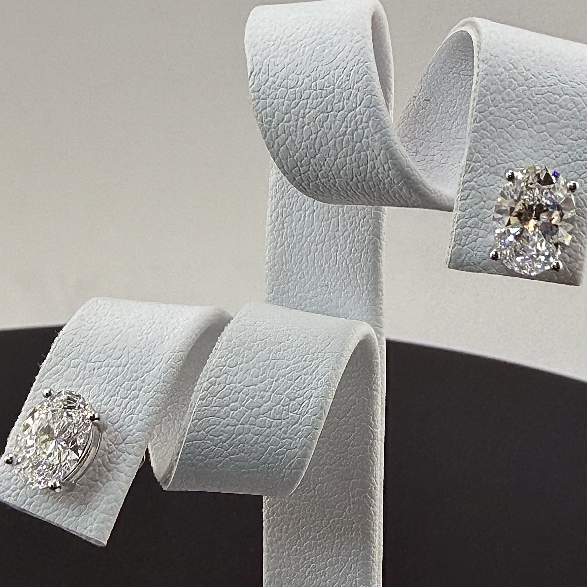 2.1cttw Oval IGI Certified Lab Grown Diamond Stud 14K White Gold Earrings