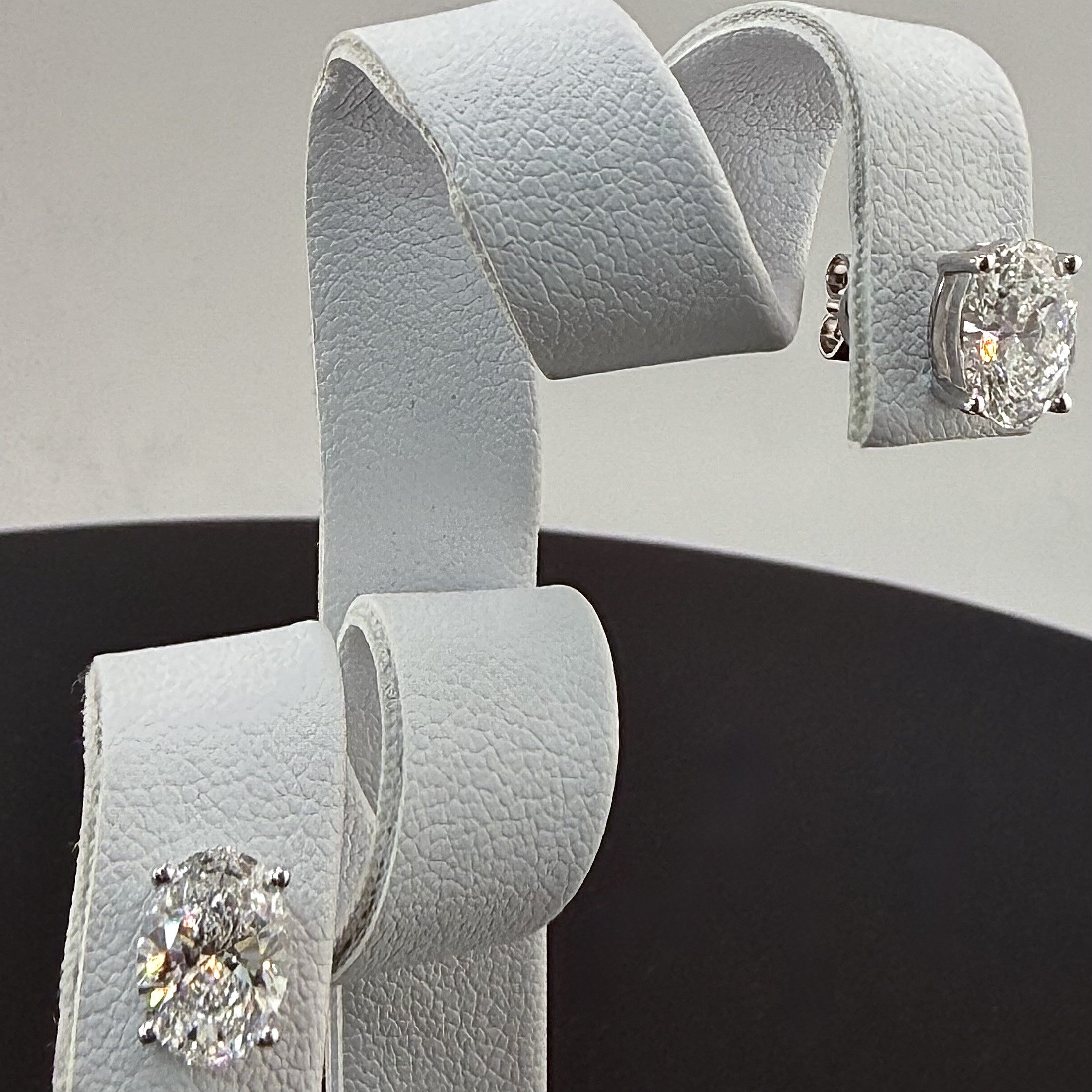 2.1cttw Oval IGI Certified Lab Grown Diamond Stud 14K White Gold Earrings