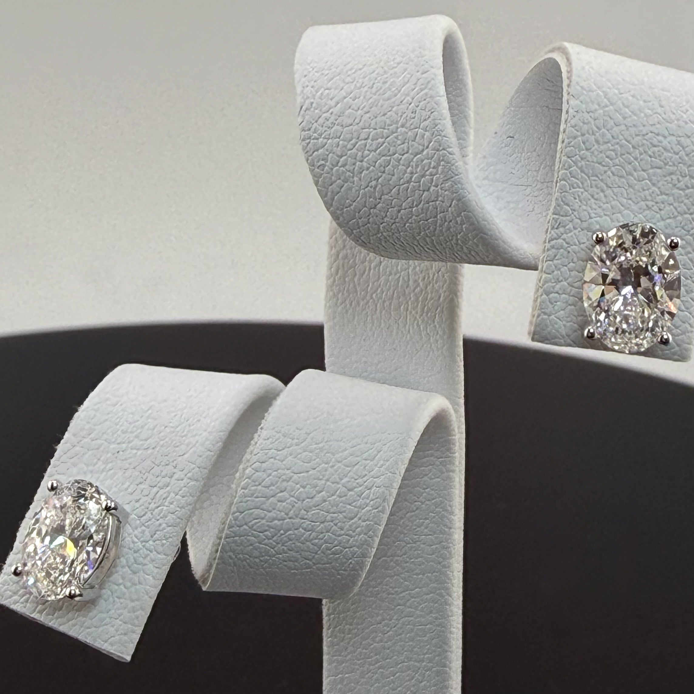 2.1cttw Oval IGI Certified Lab Grown Diamond Stud 14K White Gold Earrings