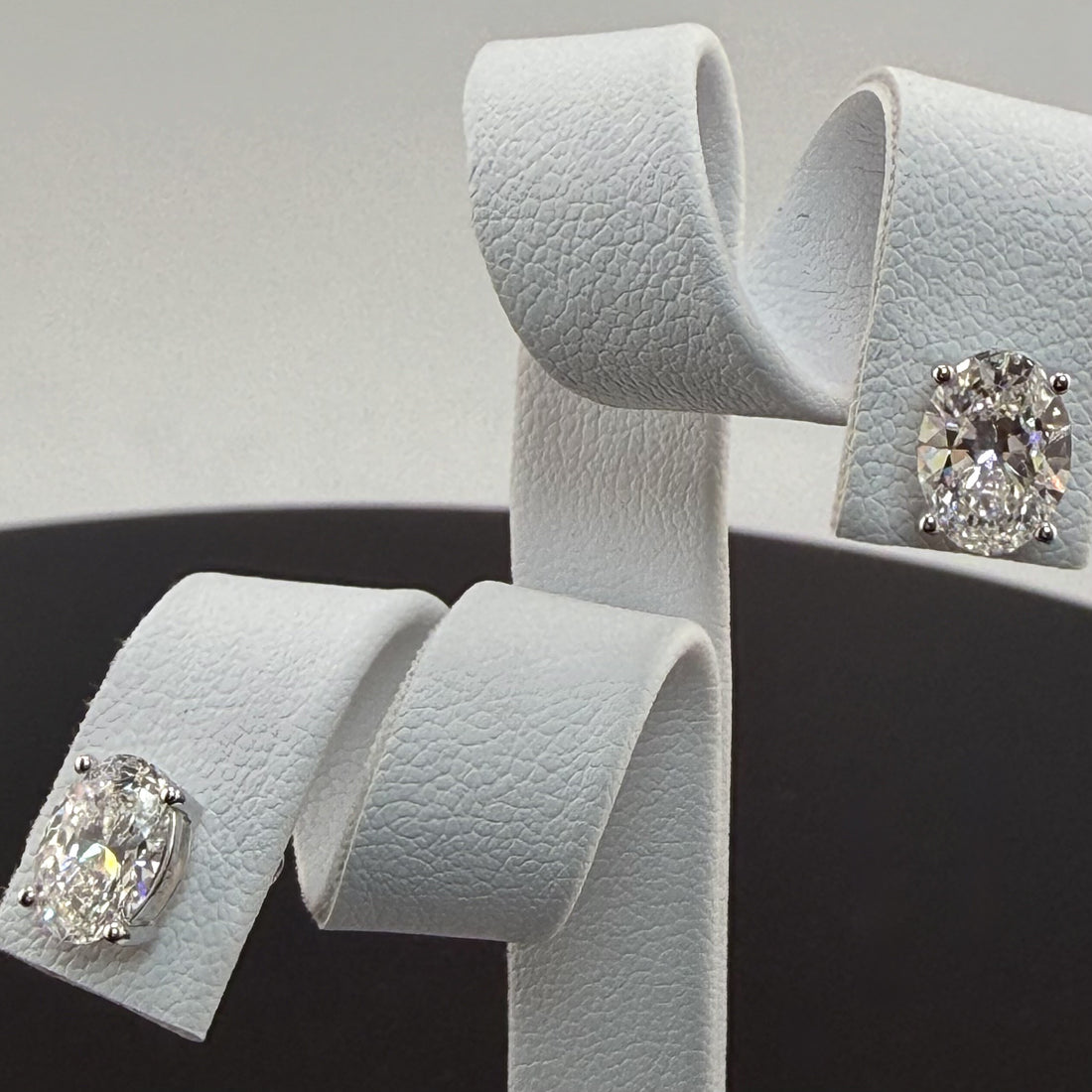 2.1cttw Oval IGI Certified Lab Grown Diamond Stud 14K White Gold Earrings