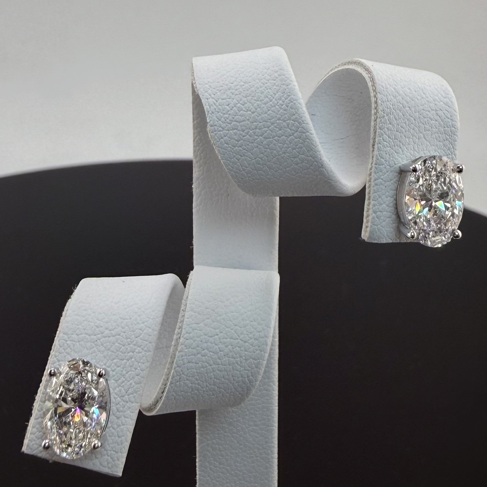 3.12cttw Oval IGI Certified Lab Grown Diamond Stud 14K White Gold Earrings