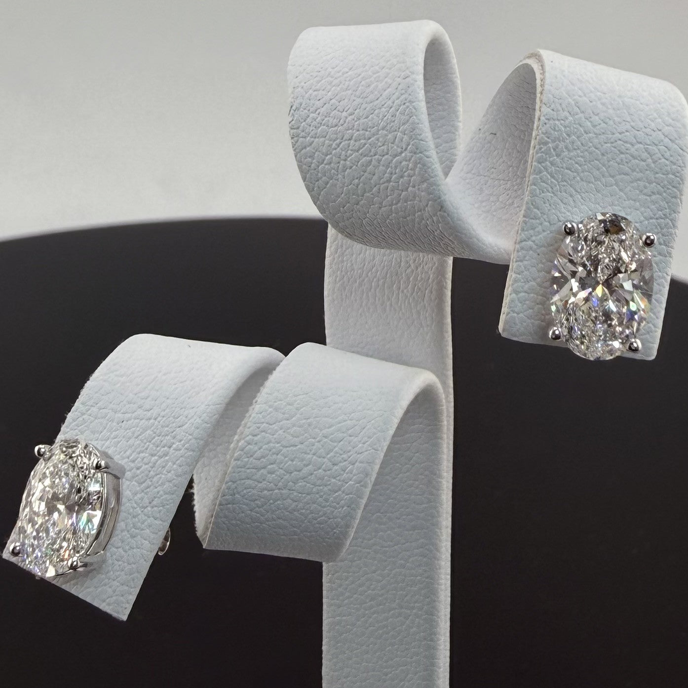 3.12cttw Oval IGI Certified Lab Grown Diamond Stud 14K White Gold Earrings
