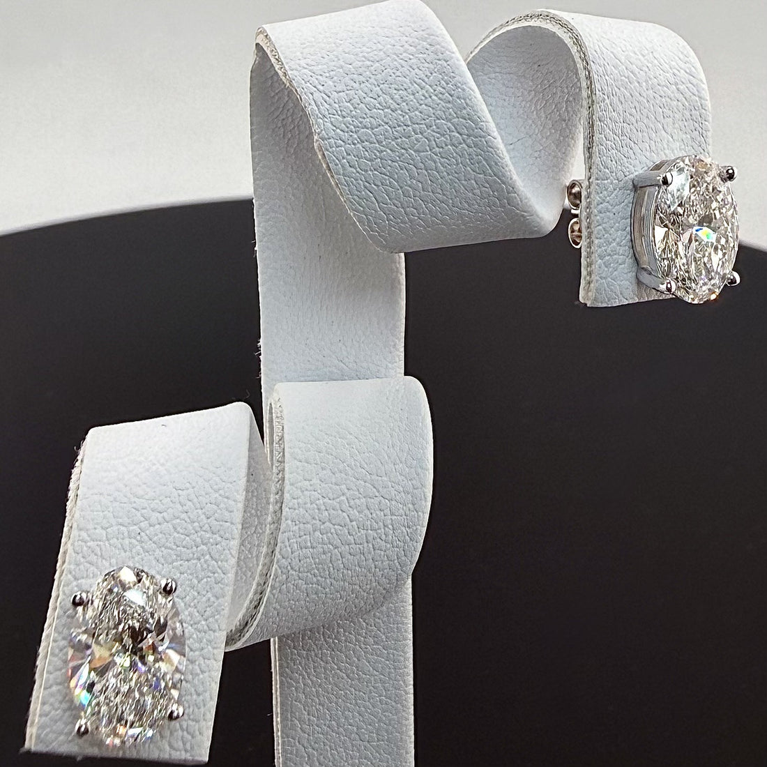 3.12cttw Oval IGI Certified Lab Grown Diamond Stud 14K White Gold Earrings