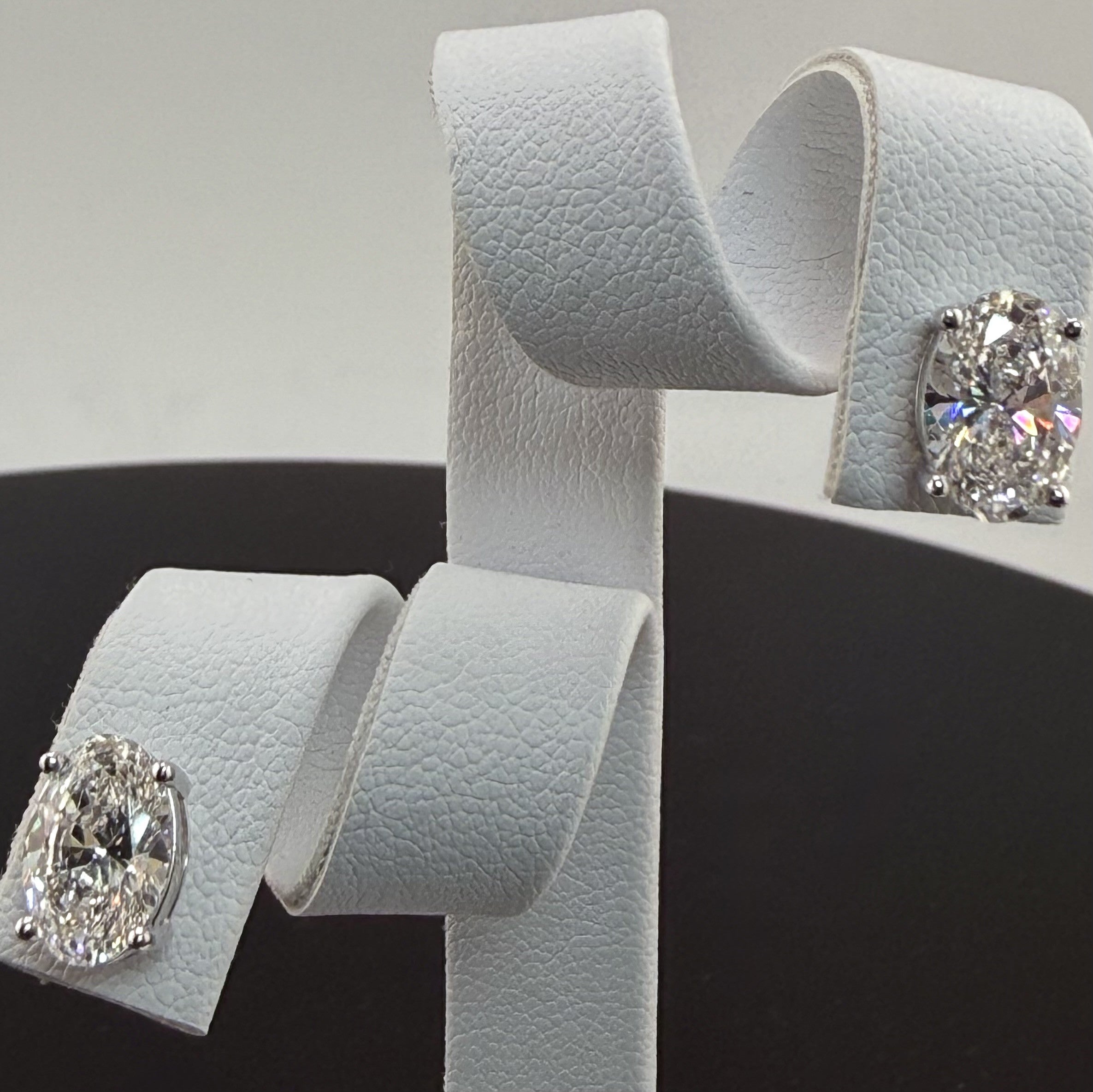 3.12cttw Oval IGI Certified Lab Grown Diamond Stud 14K White Gold Earrings