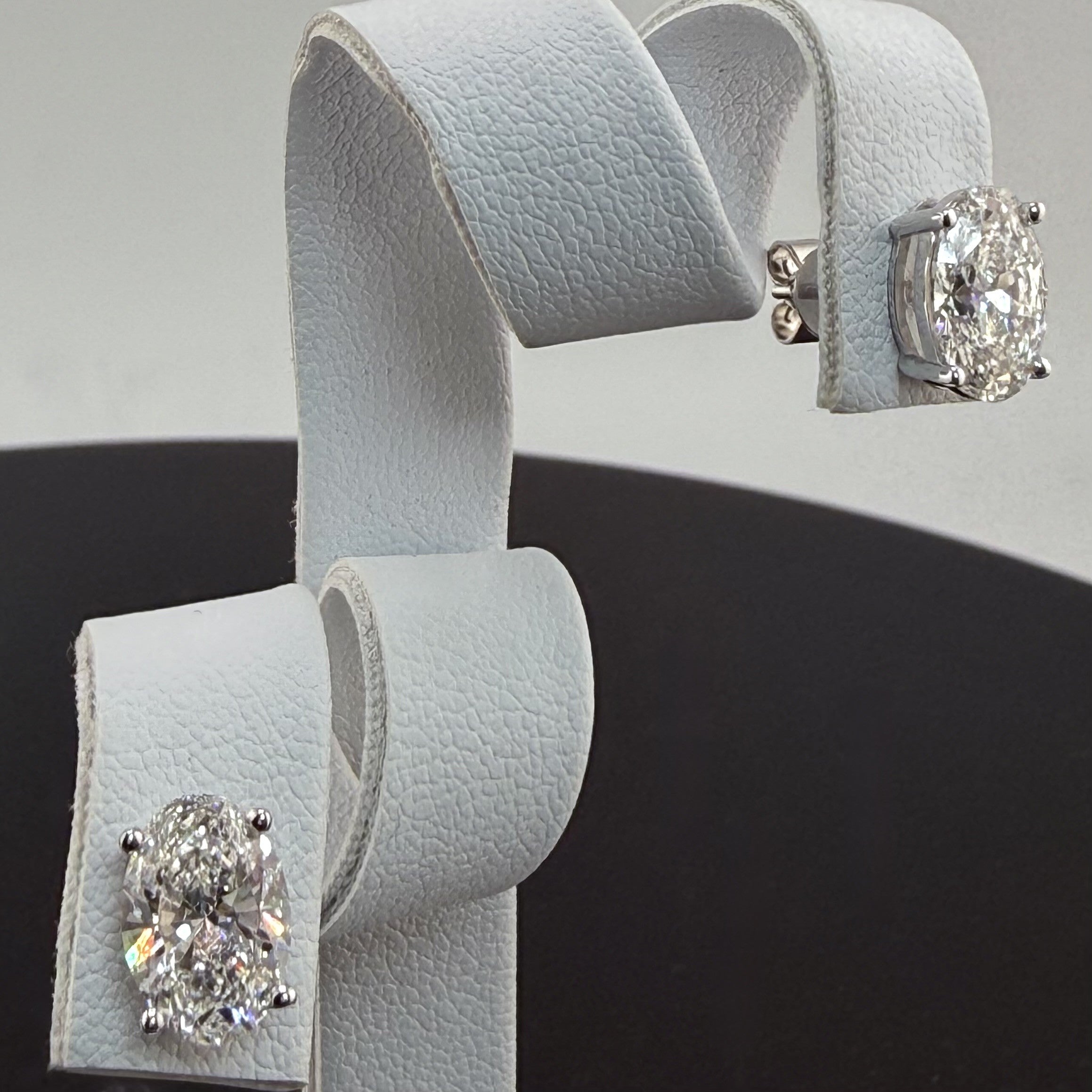 3.12cttw Oval IGI Certified Lab Grown Diamond Stud 14K White Gold Earrings