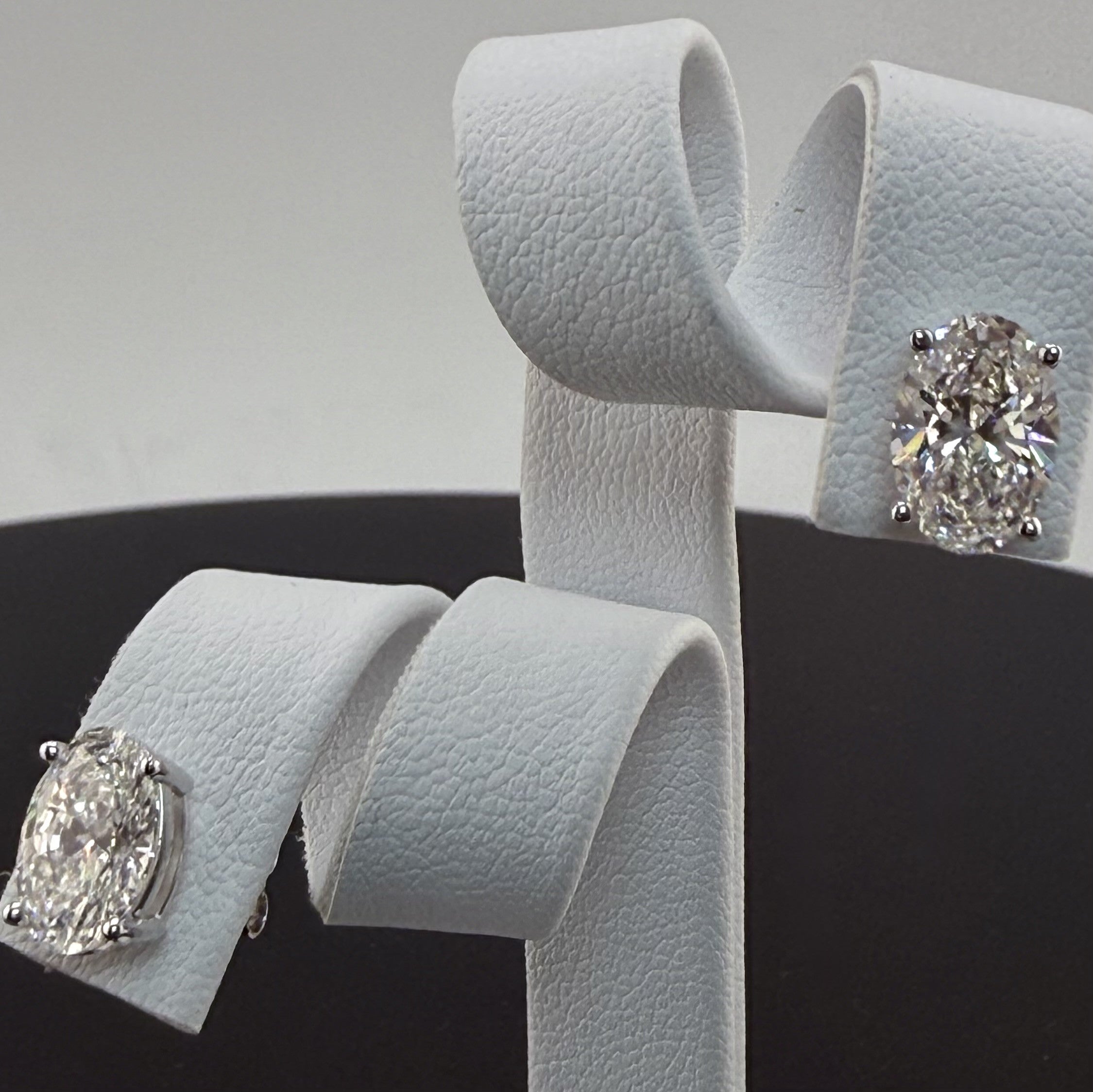 3.12cttw Oval IGI Certified Lab Grown Diamond Stud 14K White Gold Earrings