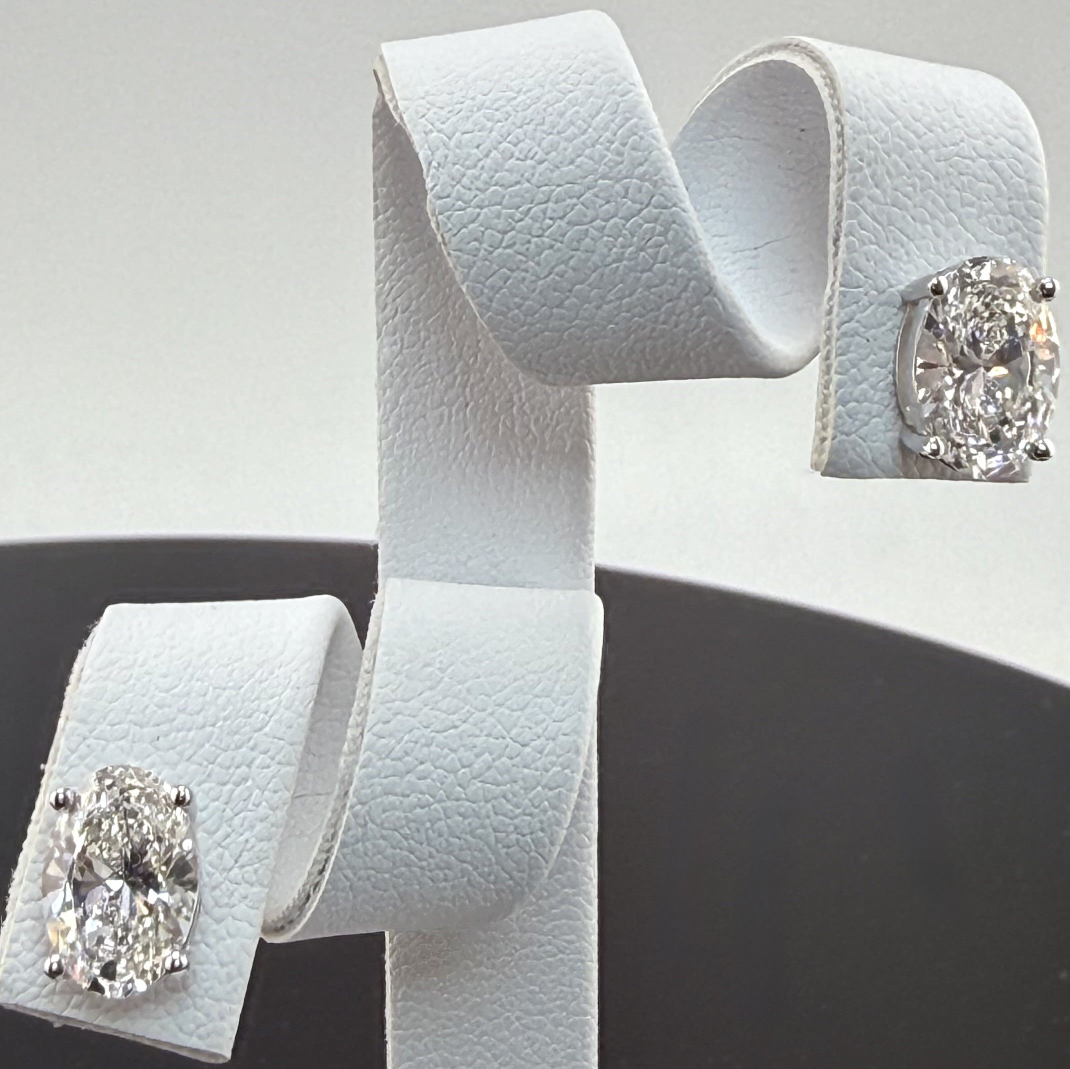 3.12cttw Oval IGI Certified Lab Grown Diamond Stud 14K White Gold Earrings