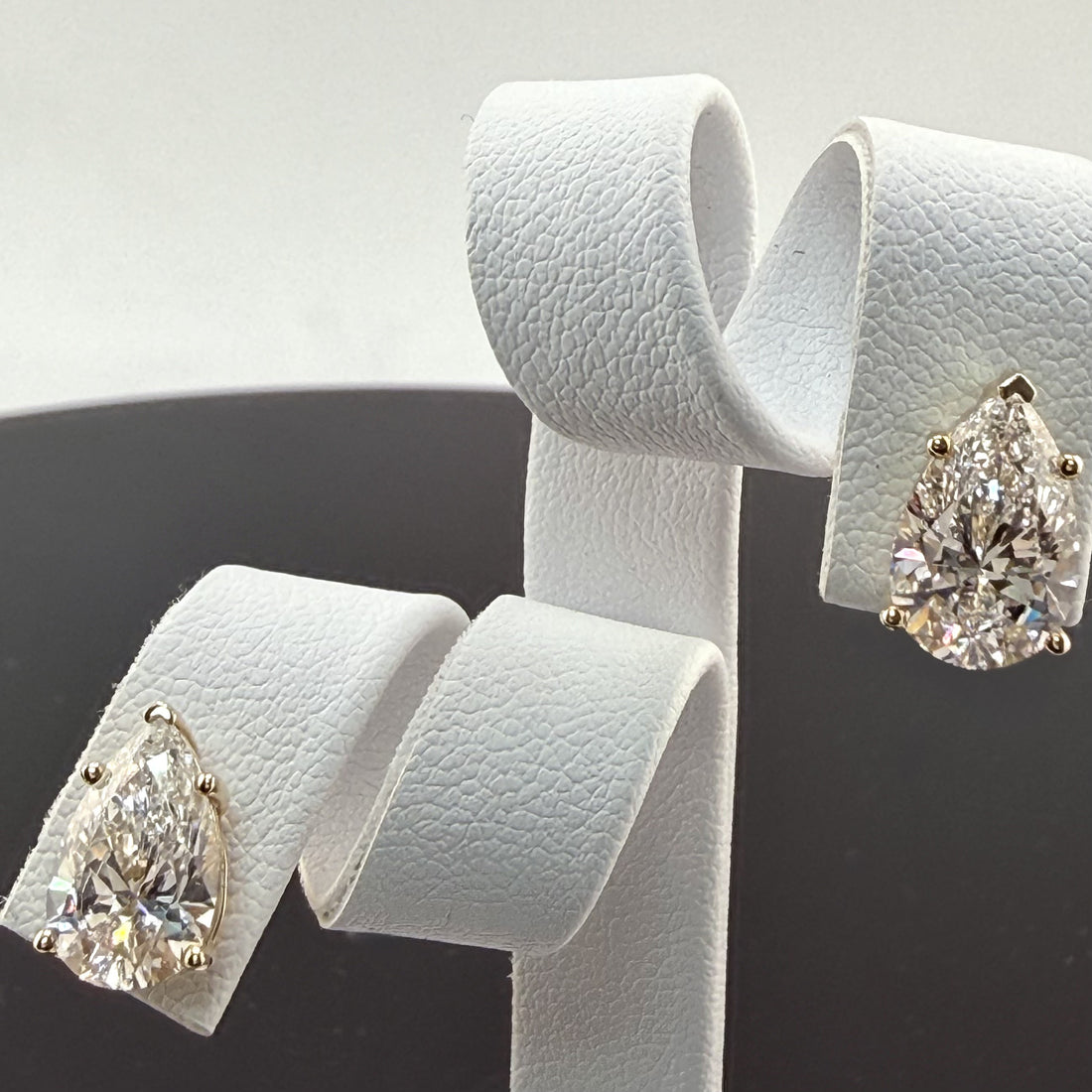 3.1cttw Pear IGI Certified Lab Grown Diamond Stud 14K Yellow Gold Earrings