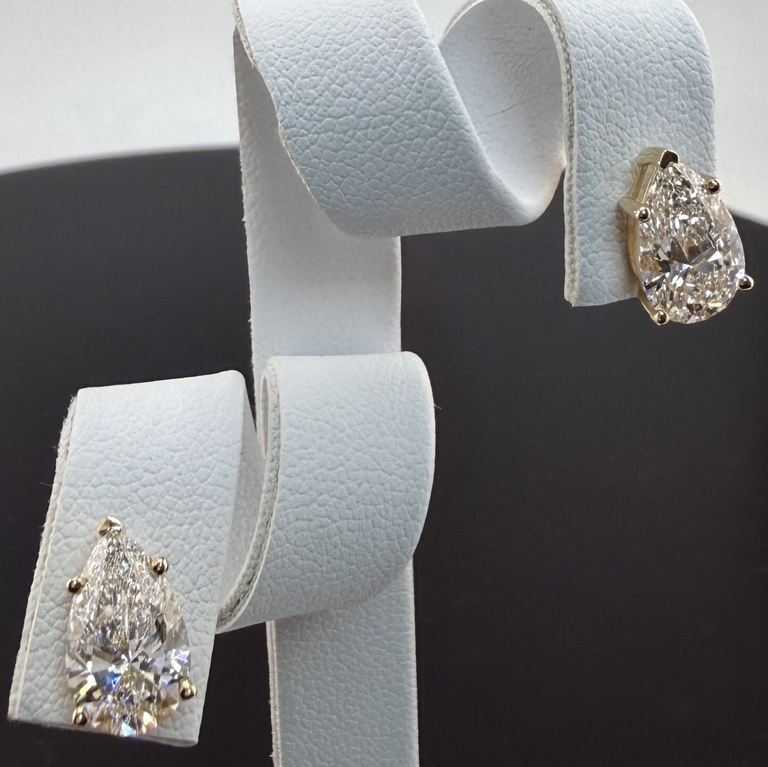 3.1cttw Pear IGI Certified Lab Grown Diamond Stud 14K Yellow Gold Earrings