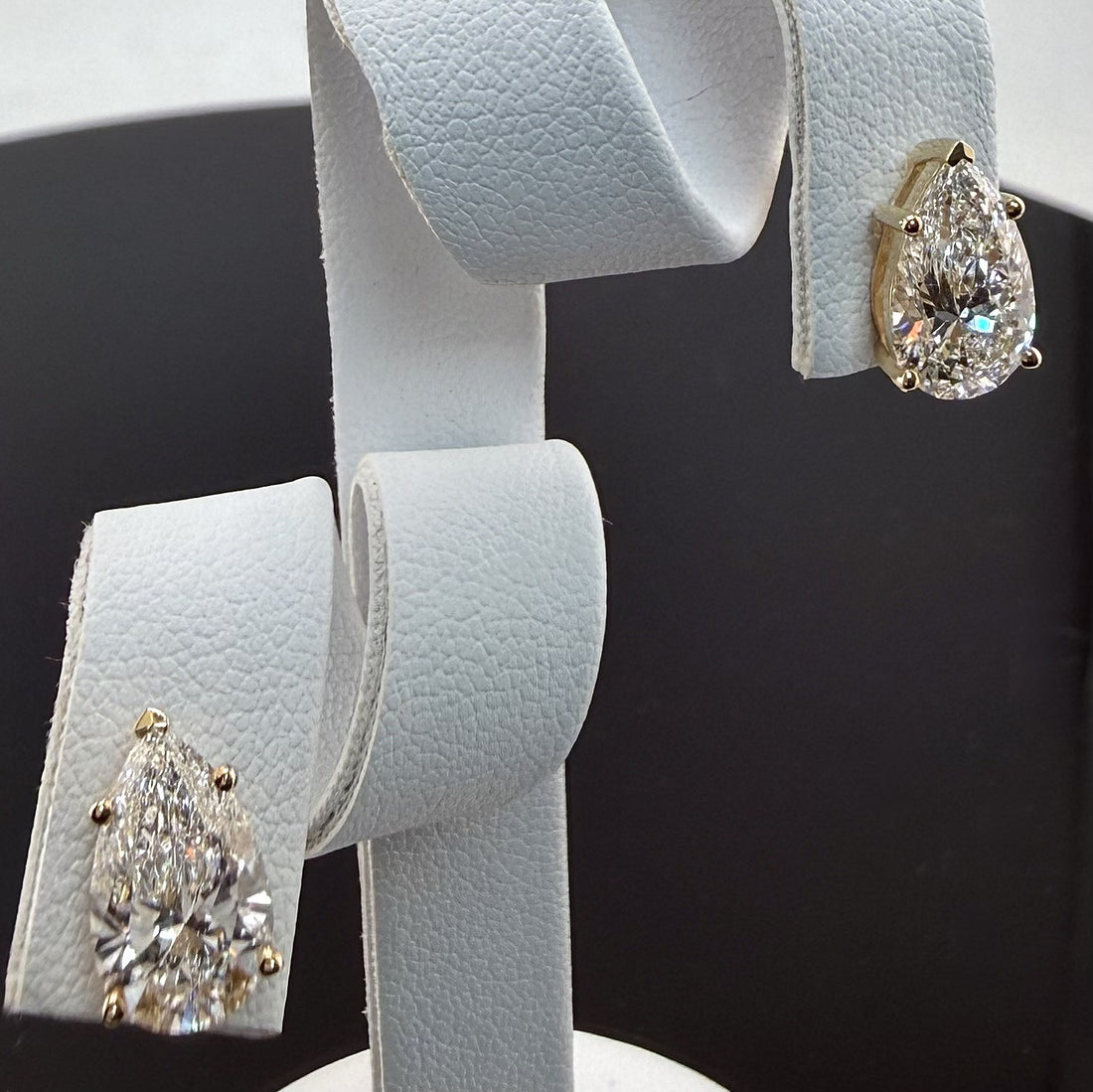 3.1cttw Pear IGI Certified Lab Grown Diamond Stud 14K Yellow Gold Earrings