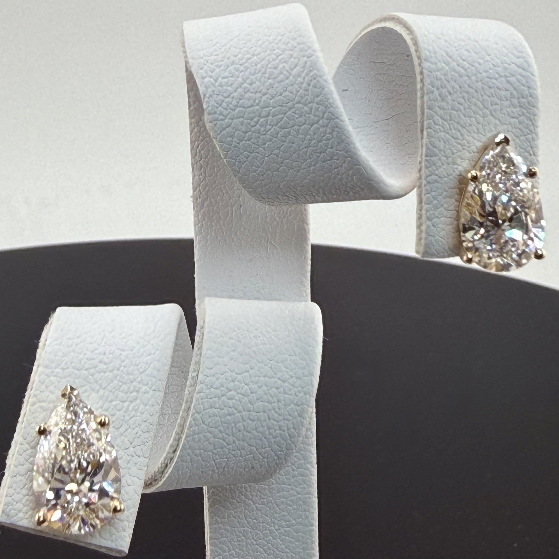 3.1cttw Pear IGI Certified Lab Grown Diamond Stud 14K Yellow Gold Earrings