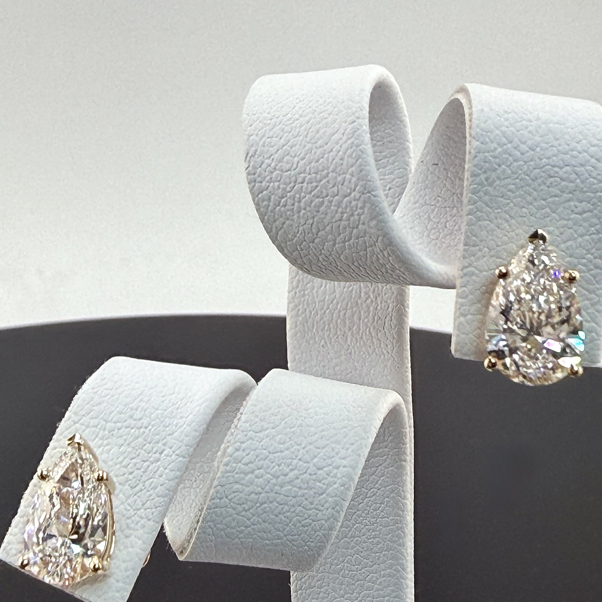 3.1cttw Pear IGI Certified Lab Grown Diamond Stud 14K Yellow Gold Earrings