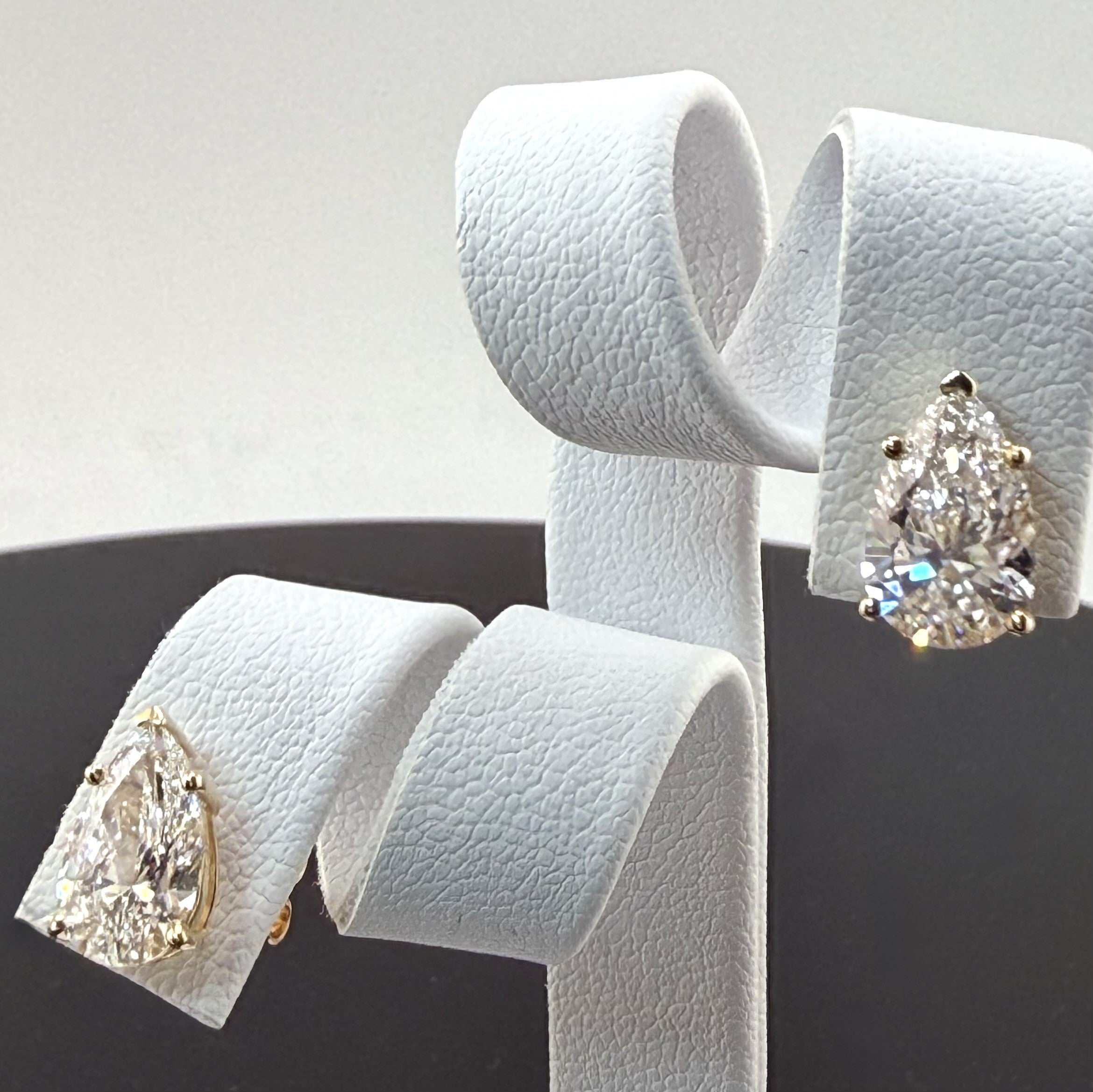 3.1cttw Pear IGI Certified Lab Grown Diamond Stud 14K Yellow Gold Earrings