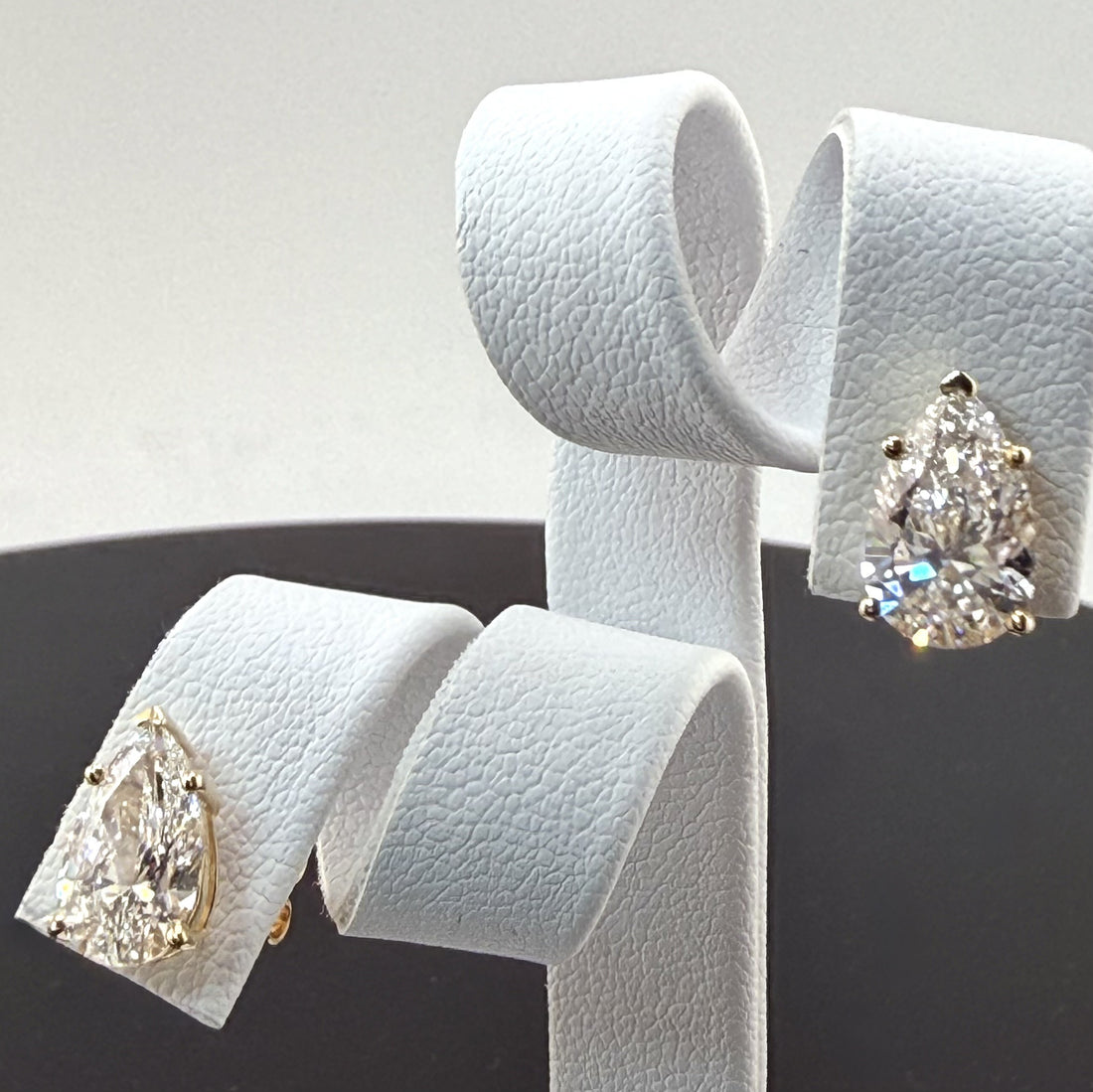 3.1cttw Pear IGI Certified Lab Grown Diamond Stud 14K Yellow Gold Earrings