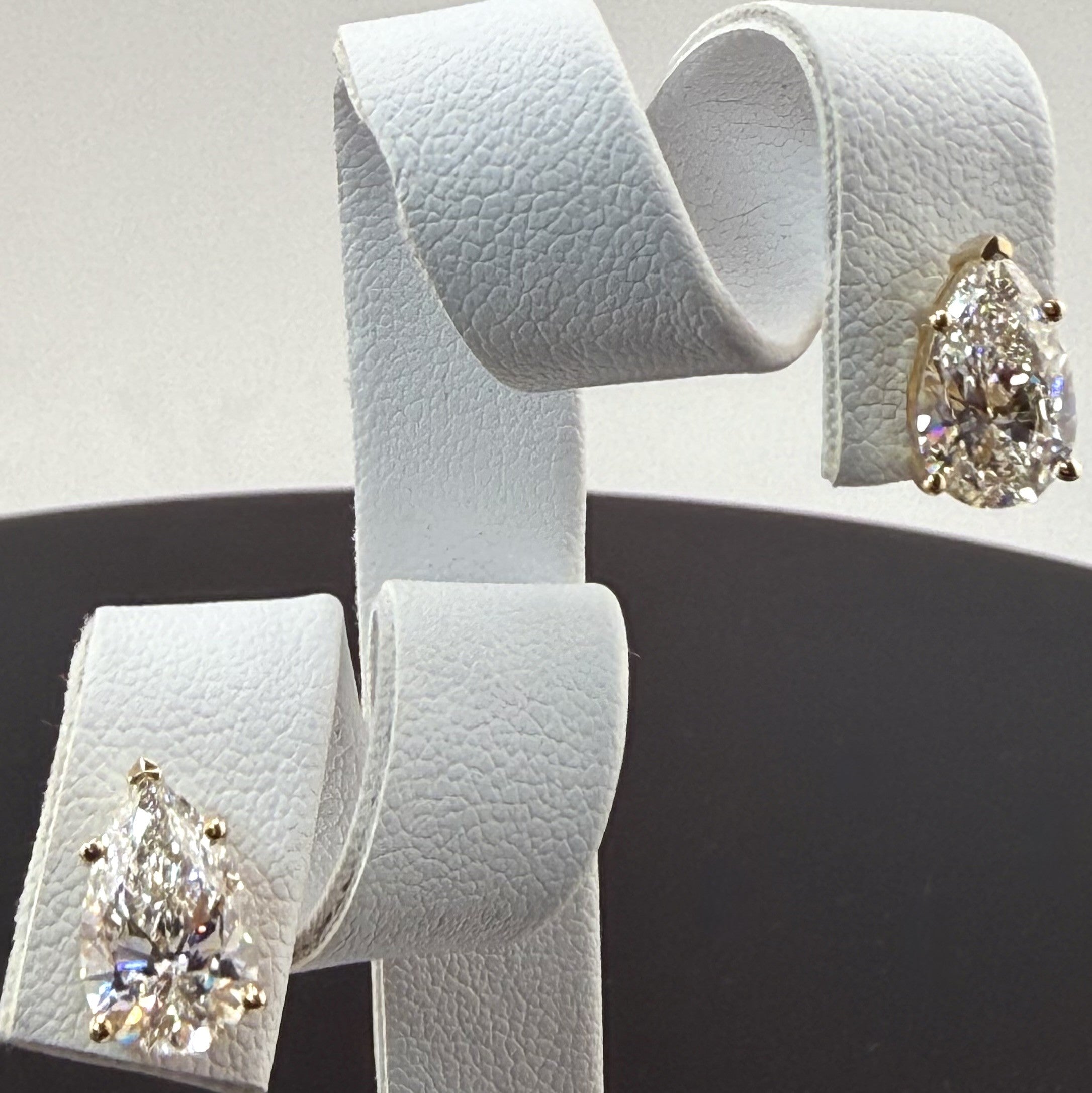 3.1cttw Pear IGI Certified Lab Grown Diamond Stud 14K Yellow Gold Earrings