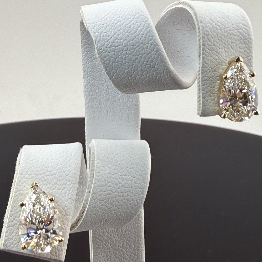 3.1cttw Pear IGI Certified Lab Grown Diamond Stud 14K Yellow Gold Earrings