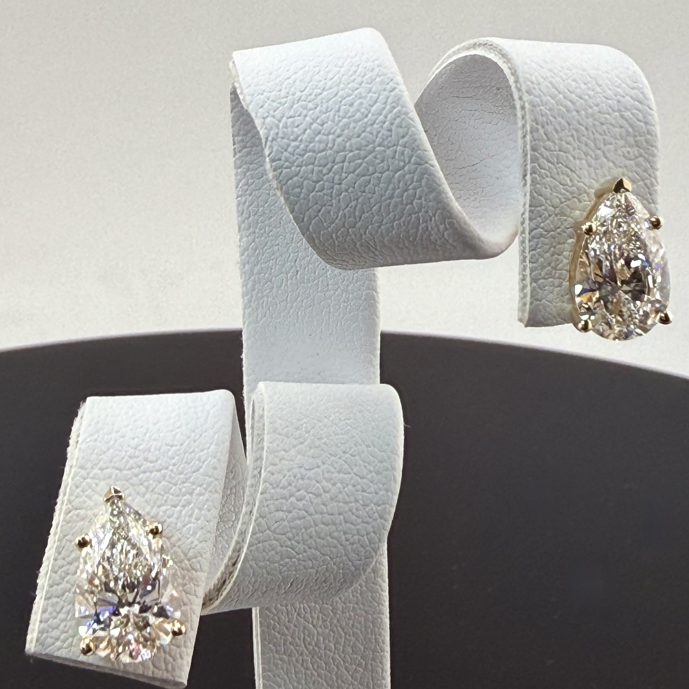 3.1cttw Pear IGI Certified Lab Grown Diamond Stud 14K Yellow Gold Earrings