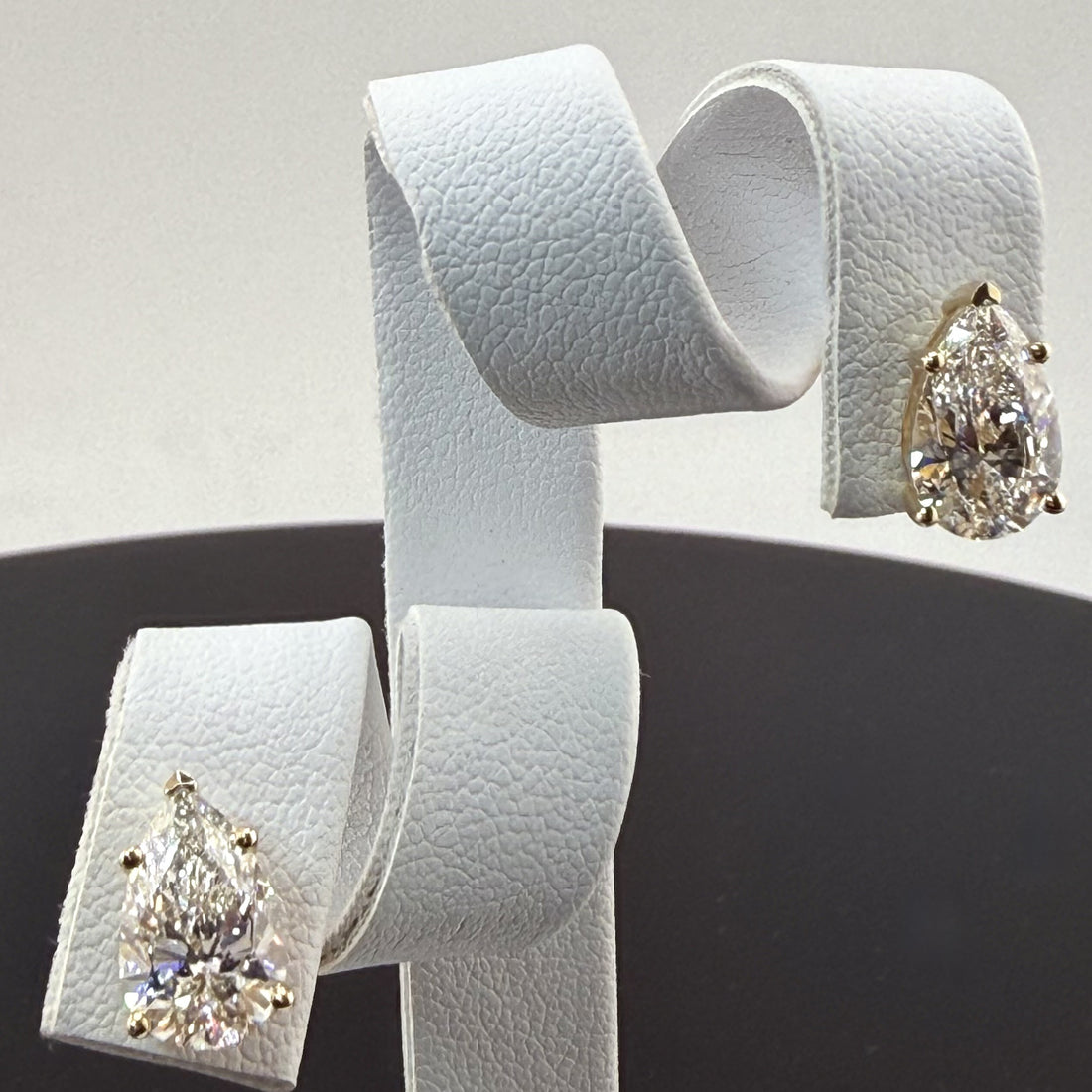 3.1cttw Pear IGI Certified Lab Grown Diamond Stud 14K Yellow Gold Earrings