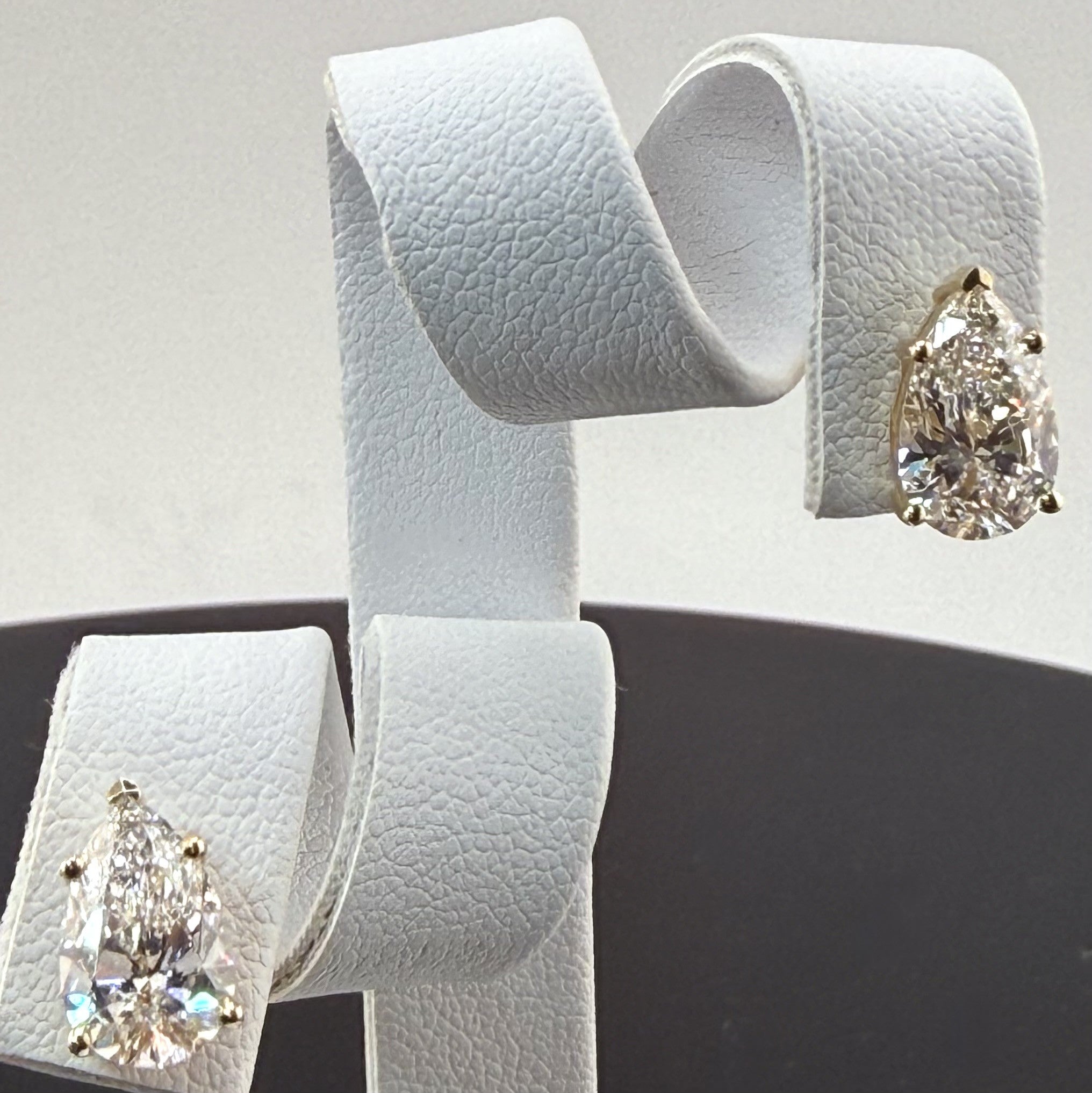 3.1cttw Pear IGI Certified Lab Grown Diamond Stud 14K Yellow Gold Earrings