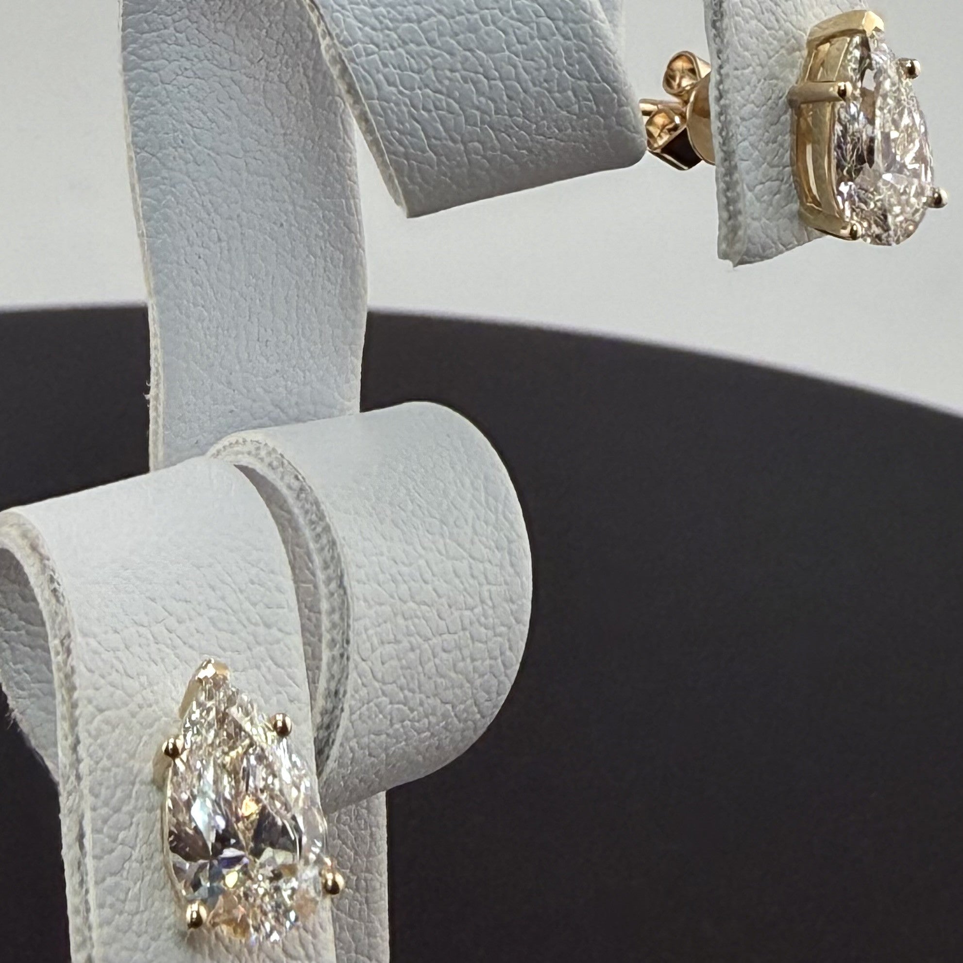 2.18cttw Pear IGI Certified Lab Grown Diamond Stud 14K Yellow Gold Earrings