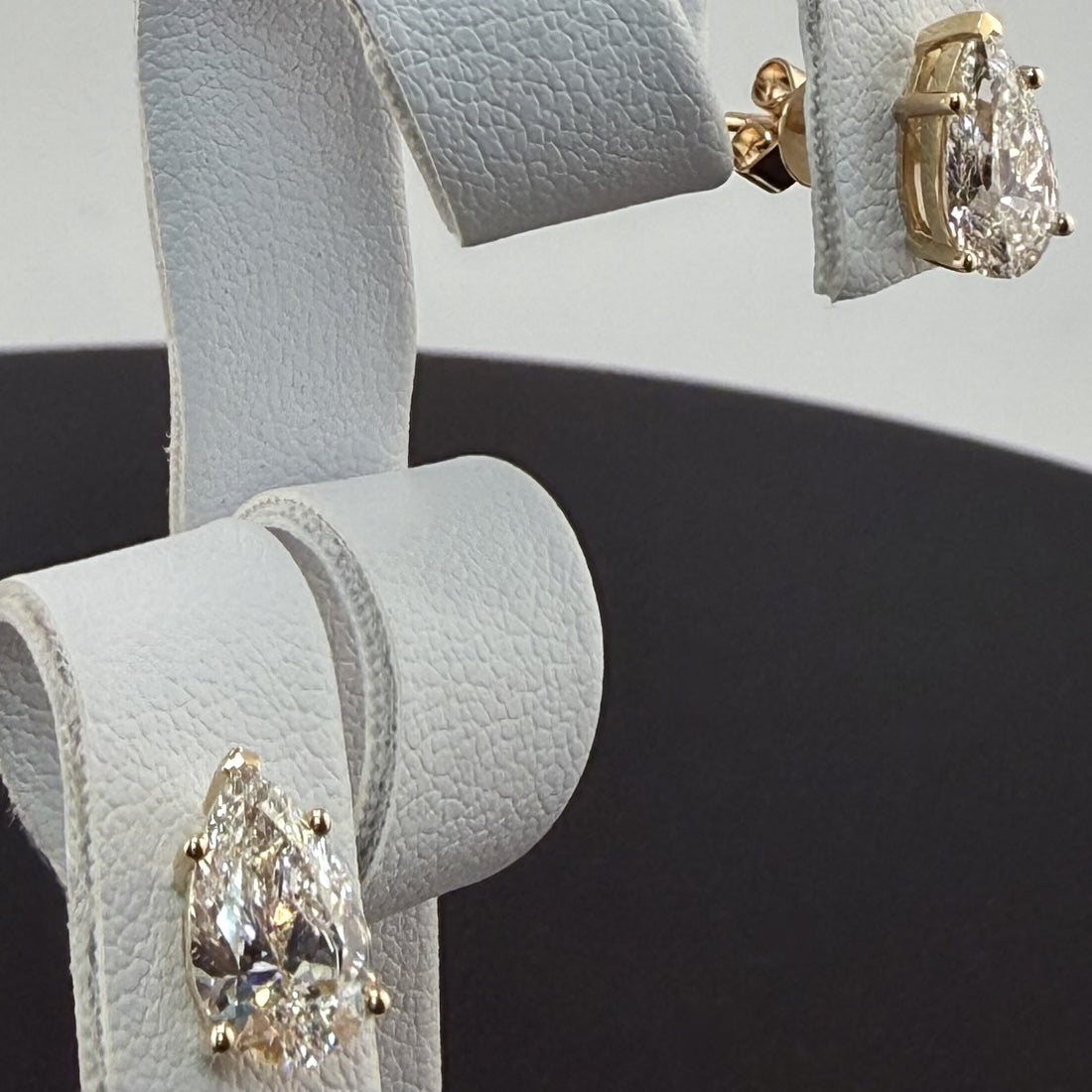 2.18cttw Pear IGI Certified Lab Grown Diamond Stud 14K Yellow Gold Earrings