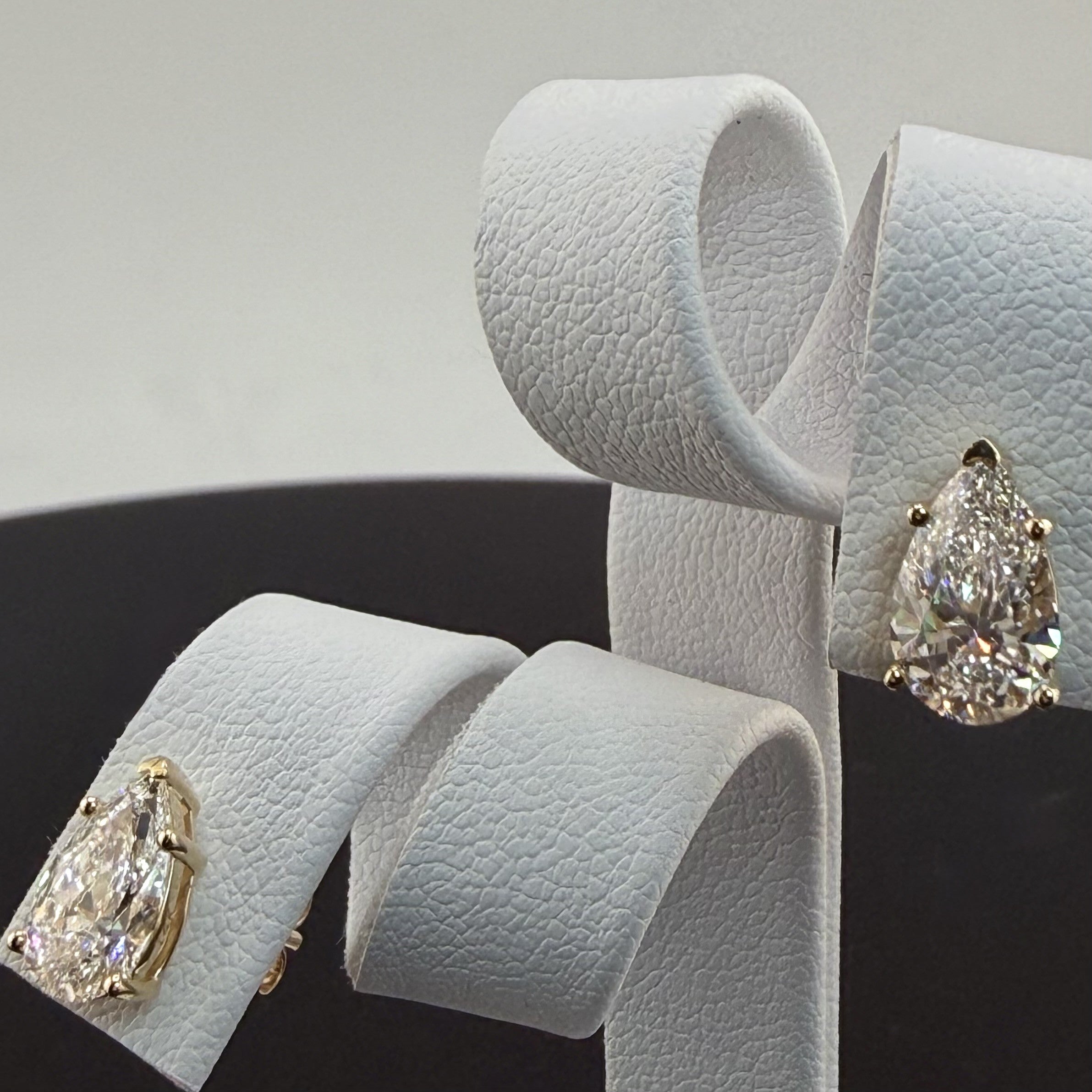 4.08cttw Pear IGI Certified Lab Grown Diamond Stud 14K Yellow Gold Earrings