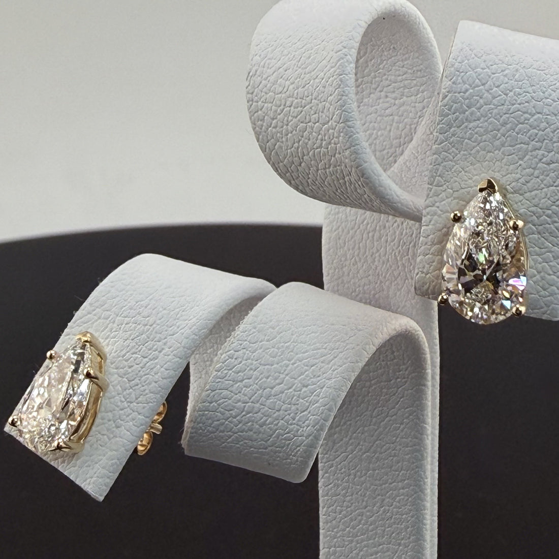 4.08cttw Pear IGI Certified Lab Grown Diamond Stud 14K Yellow Gold Earrings