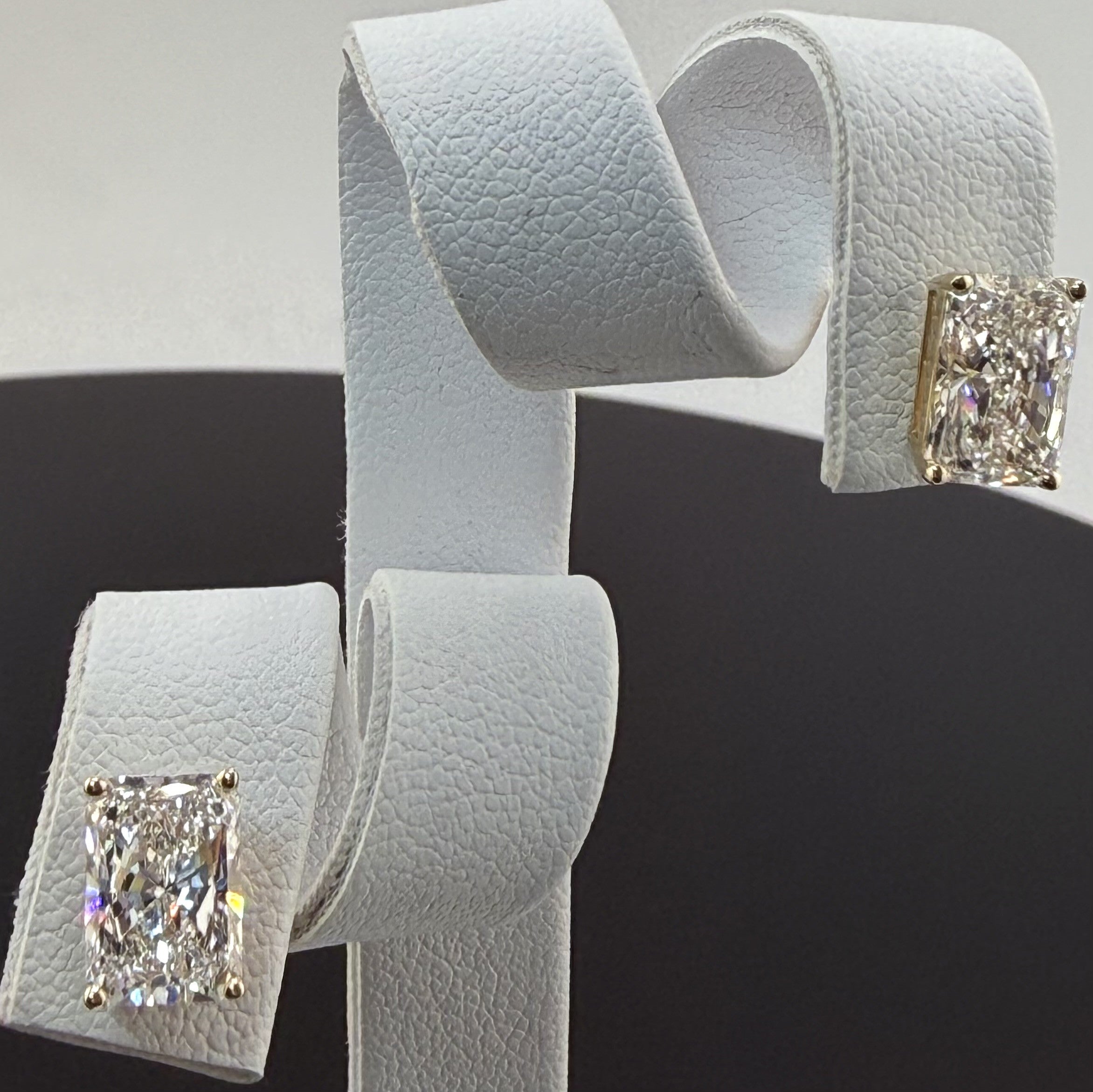 3.16cttw Radiant IGI Certified Lab Grown Diamond Stud 14K Yellow Gold Earrings