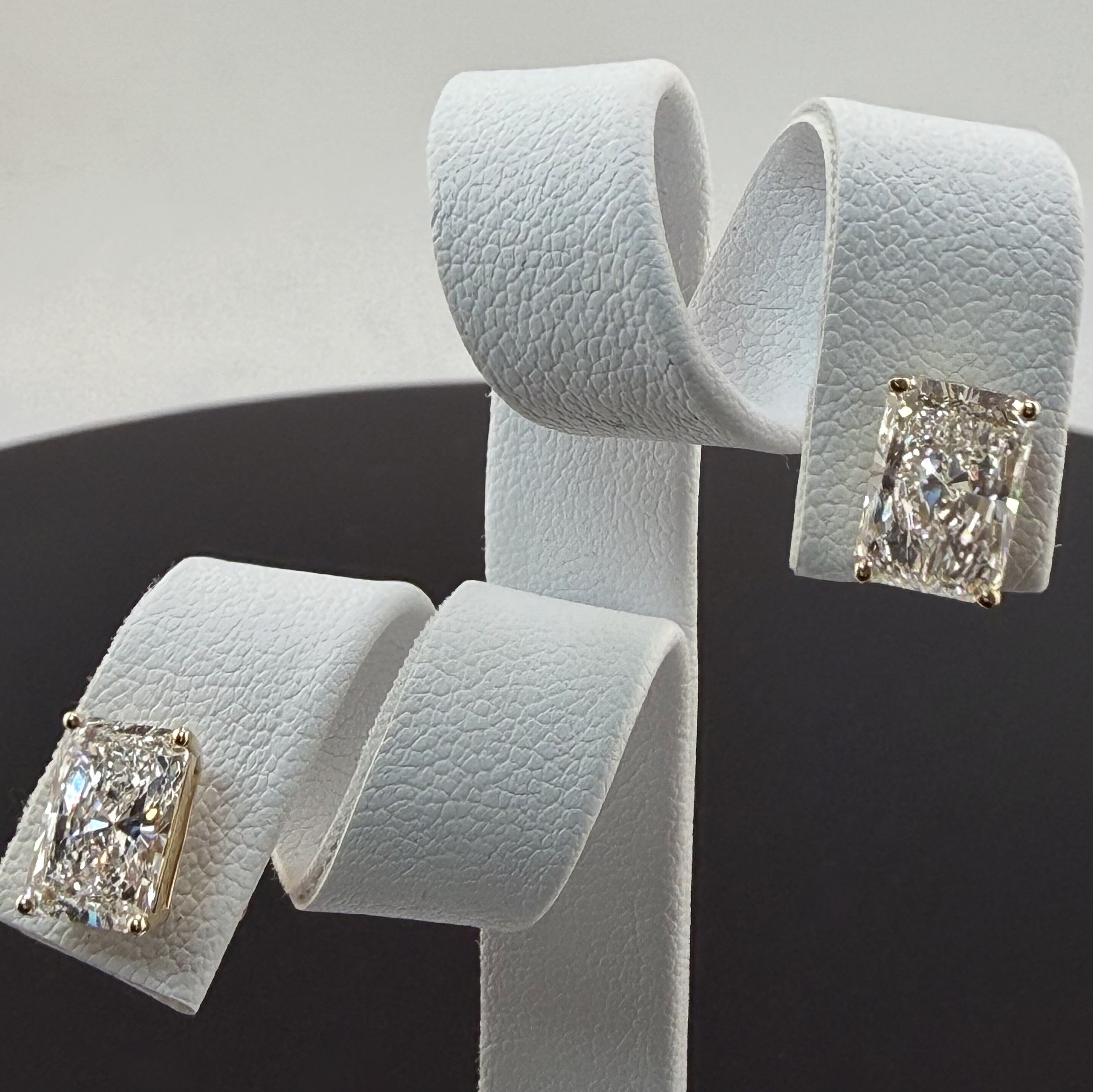 3.16cttw Radiant IGI Certified Lab Grown Diamond Stud 14K Yellow Gold Earrings