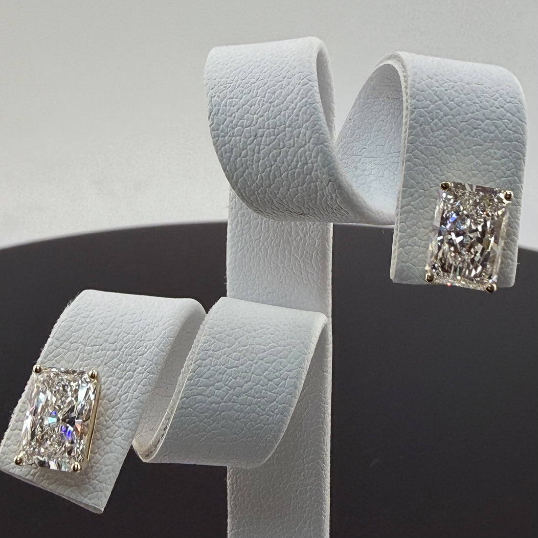 3.16cttw Radiant IGI Certified Lab Grown Diamond Stud 14K Yellow Gold Earrings